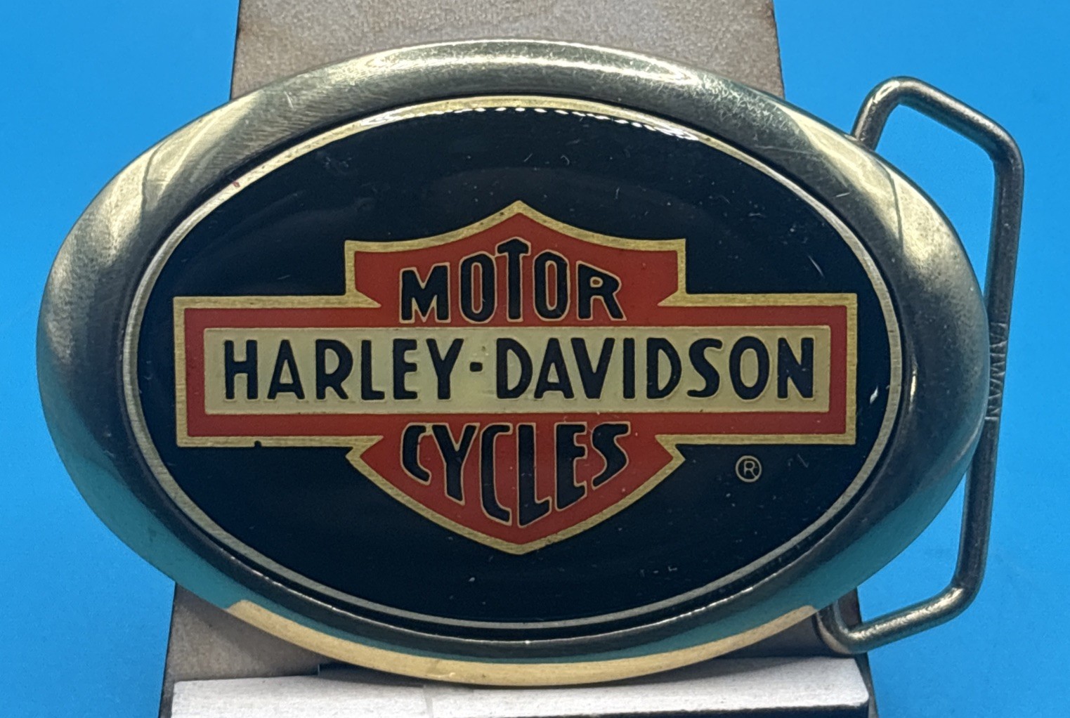 1983 Harley Davidson Belt Buckle Baron Solid Brass Bar & Shield Licensed NOS