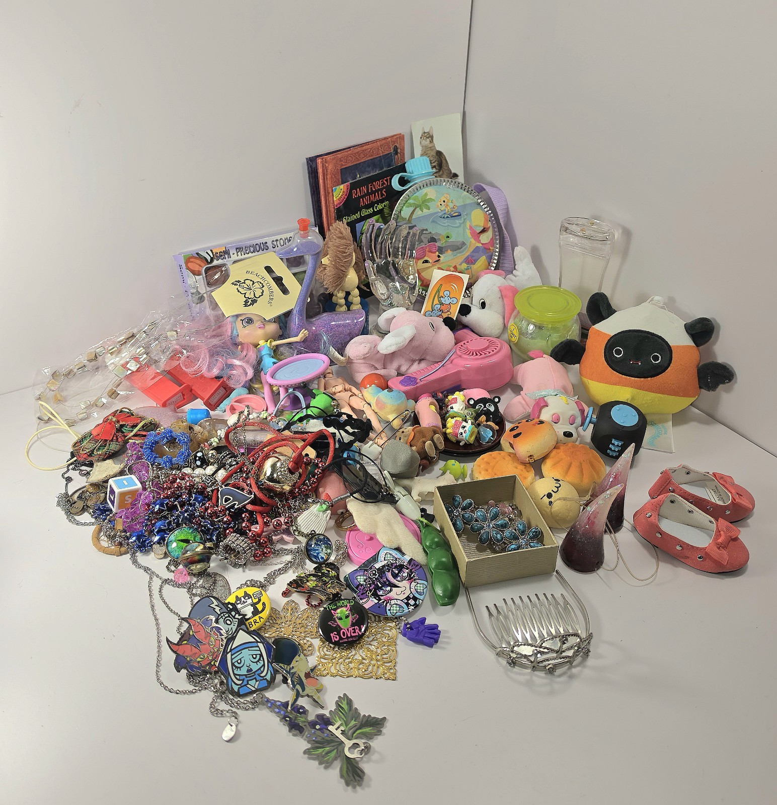 Over 5 Lbs Nostalgic 2000s Girl Junk Drawer Lot Animal Jam Shopkins Jewelry 