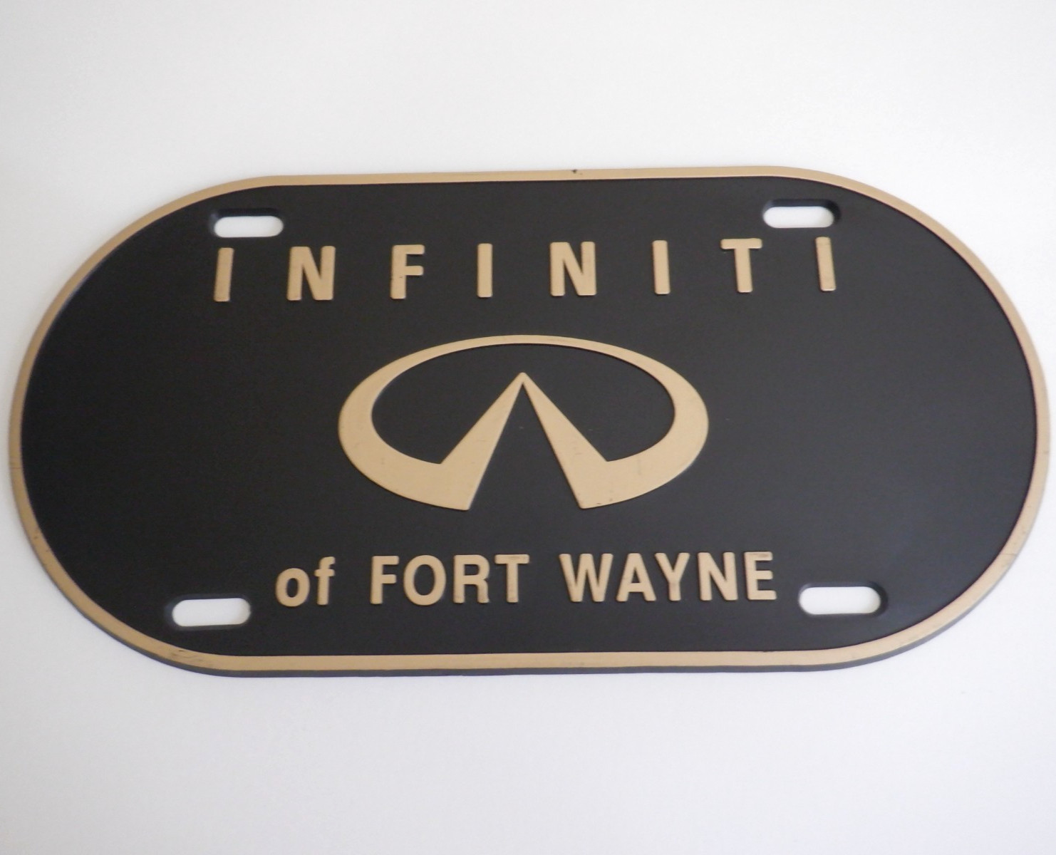 NOS 1990s Vintage INFINITI FORT WAYNE INDIANA Dealer LICENSE PLATE Nissan Datsun