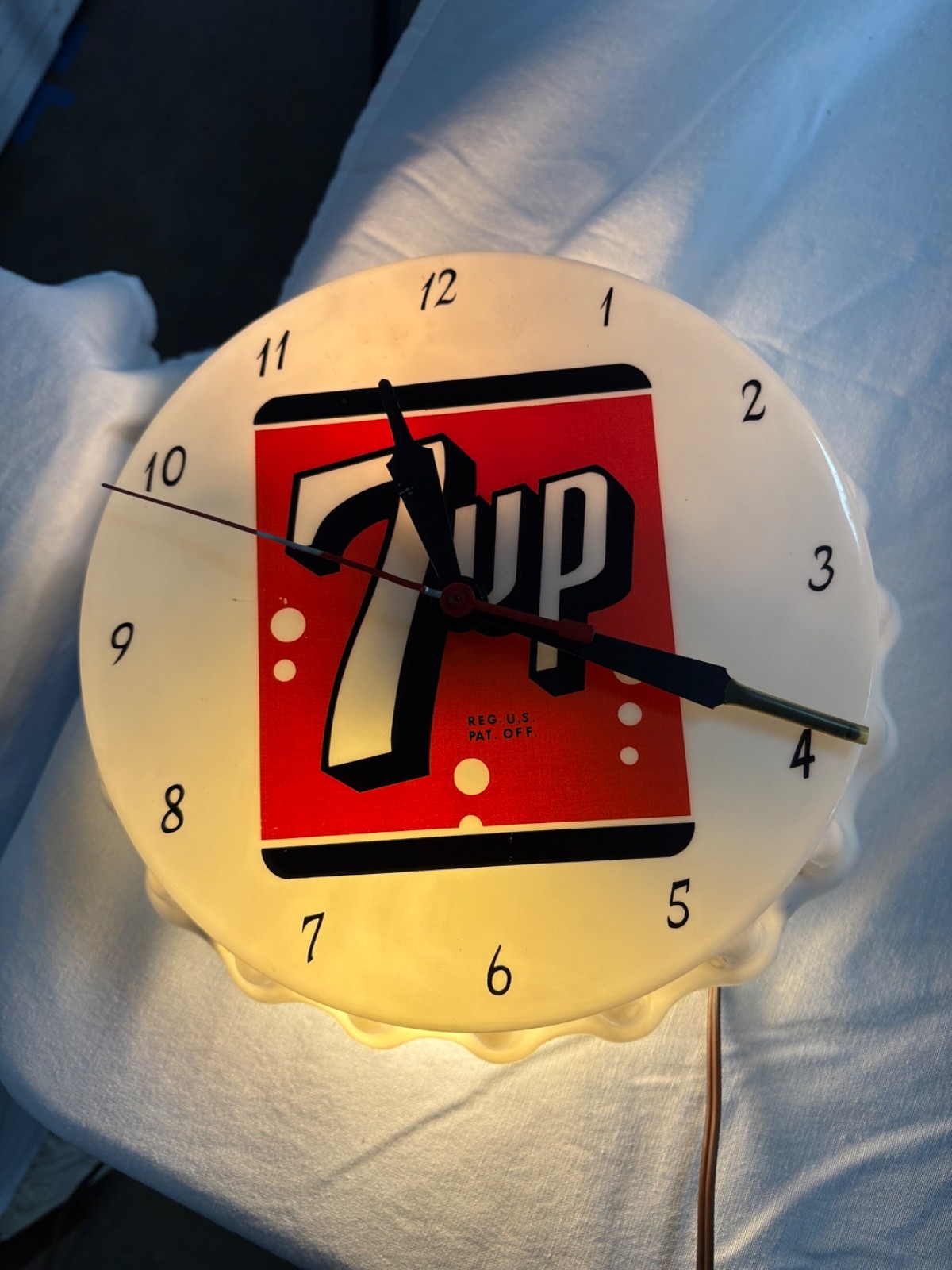 Working, Vintage,  Rare, 7up Bottle Cap Electric Clock , 1950’s, Made In USA