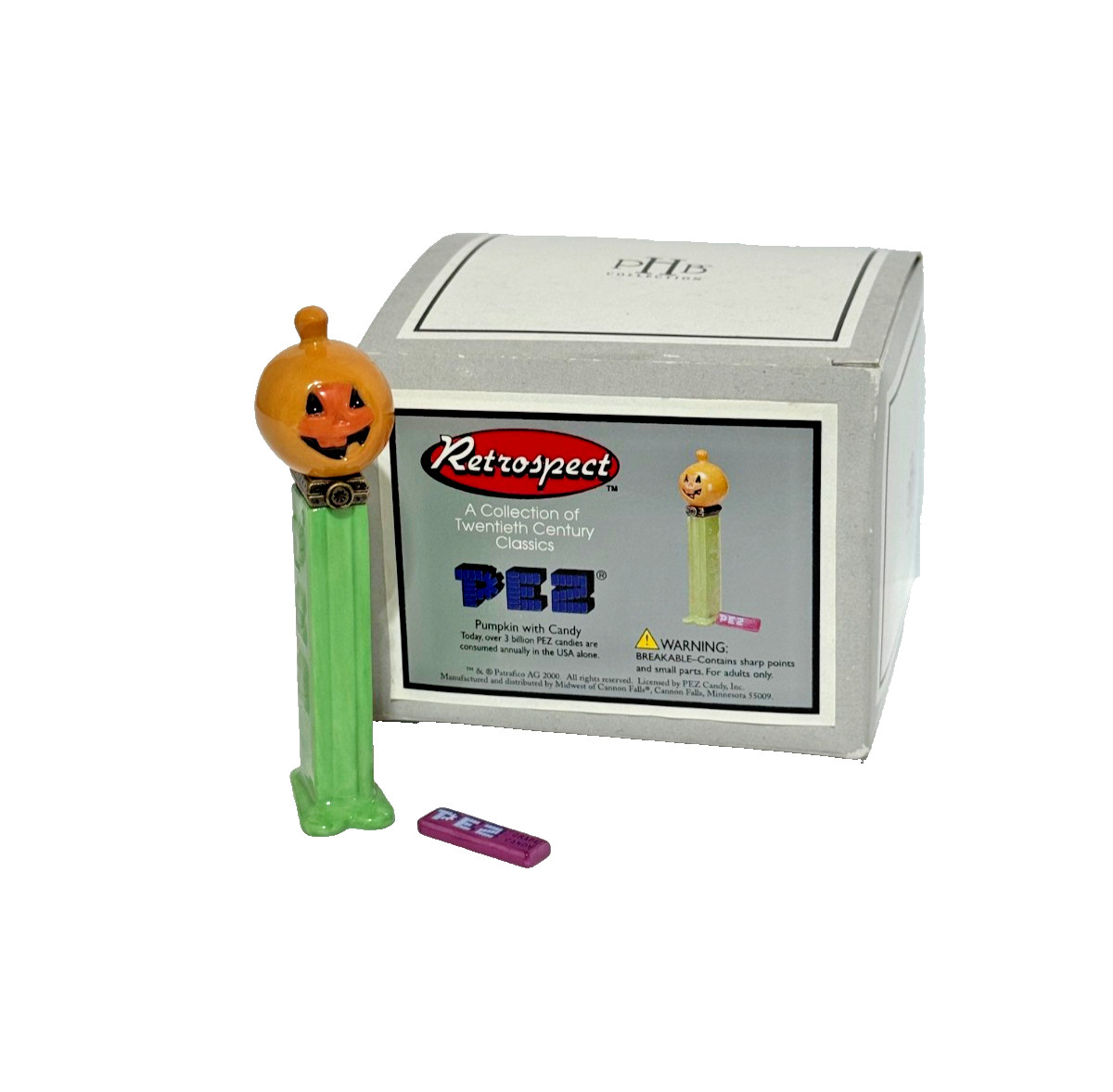 Rare PHB Jack-O-Lantern PEZ Dispenser Trinket Box Pumkin Candy Porcelain ~ New