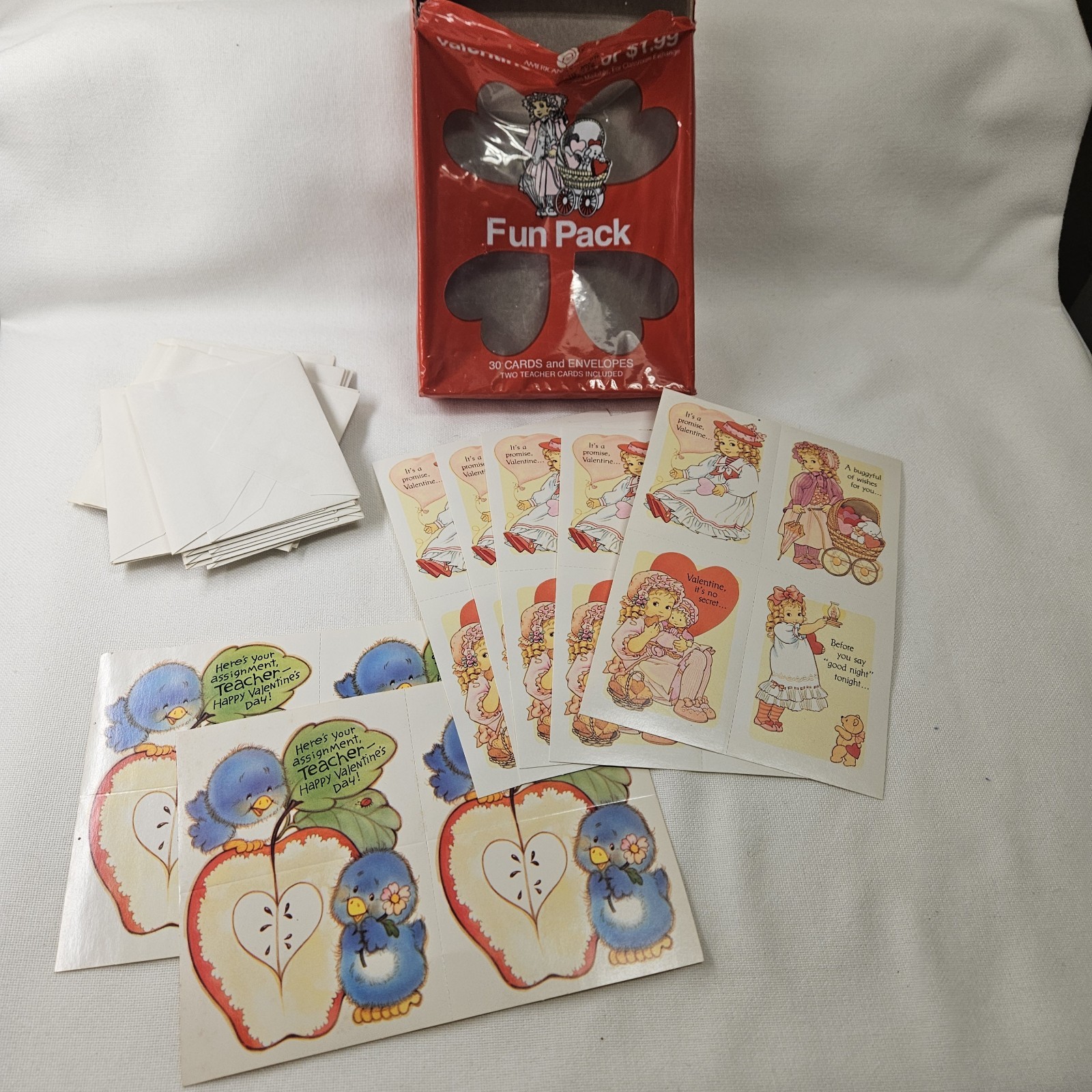 Vtg American Greetings Valentine Trading Cards 20 Fun Pack Girl School Opened