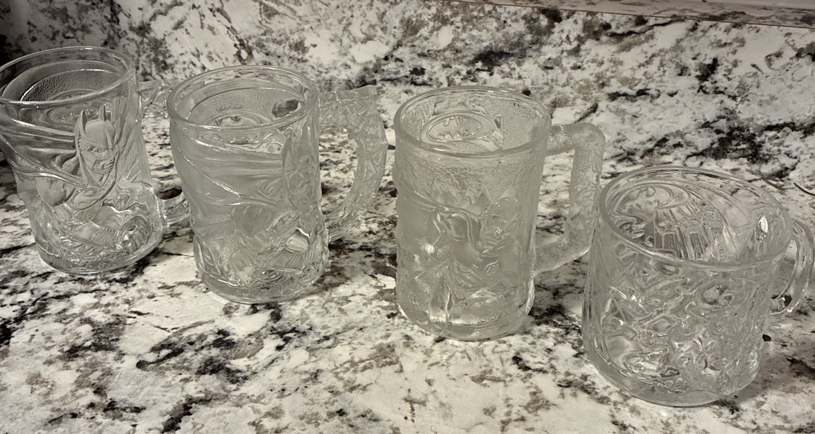 Vintage Batman Forever 1995  McDonald’s Glasses Lot of 4 Some Duplicates