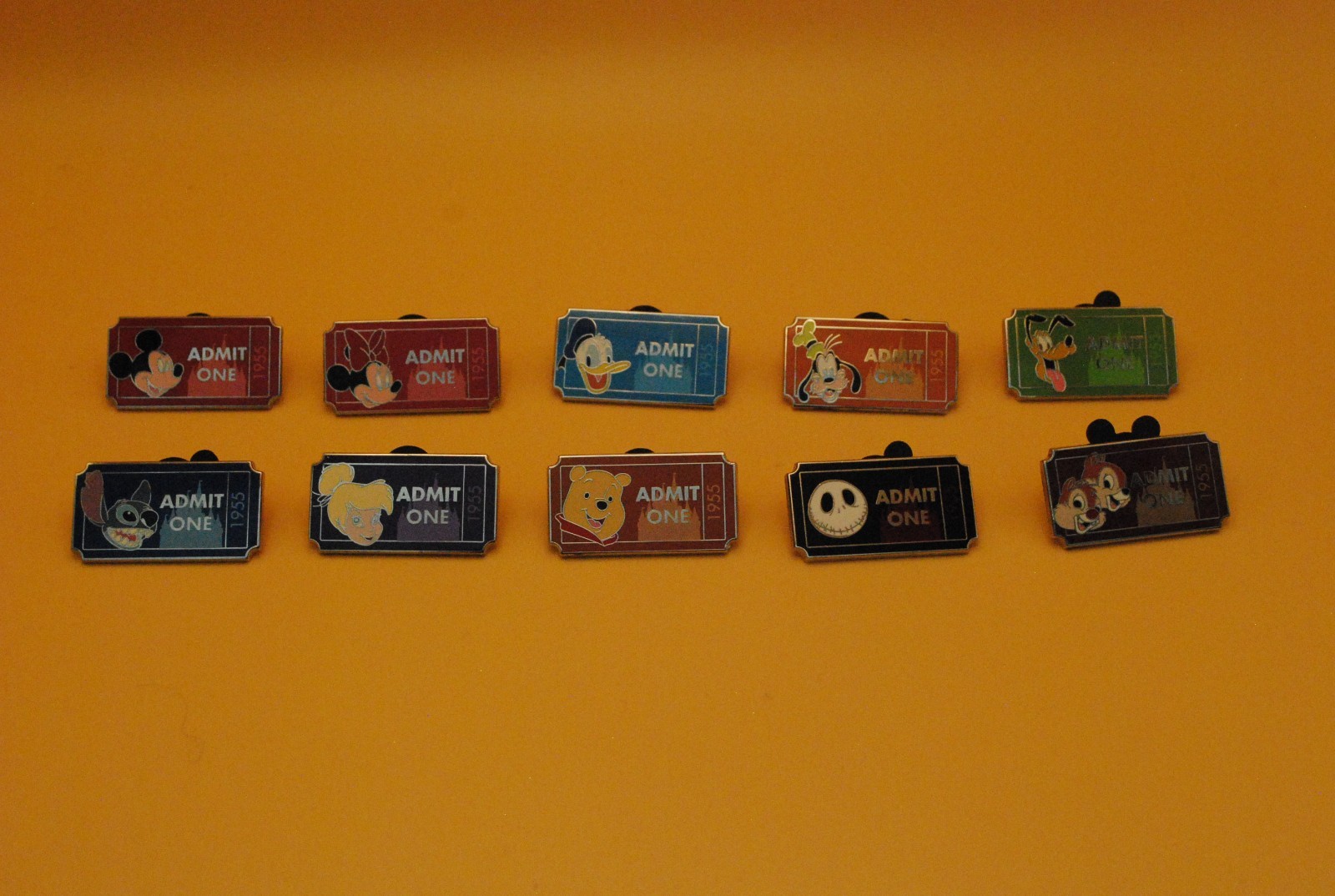 2012 DLR Admit One Ticket 1955 Pin Set Limited Release