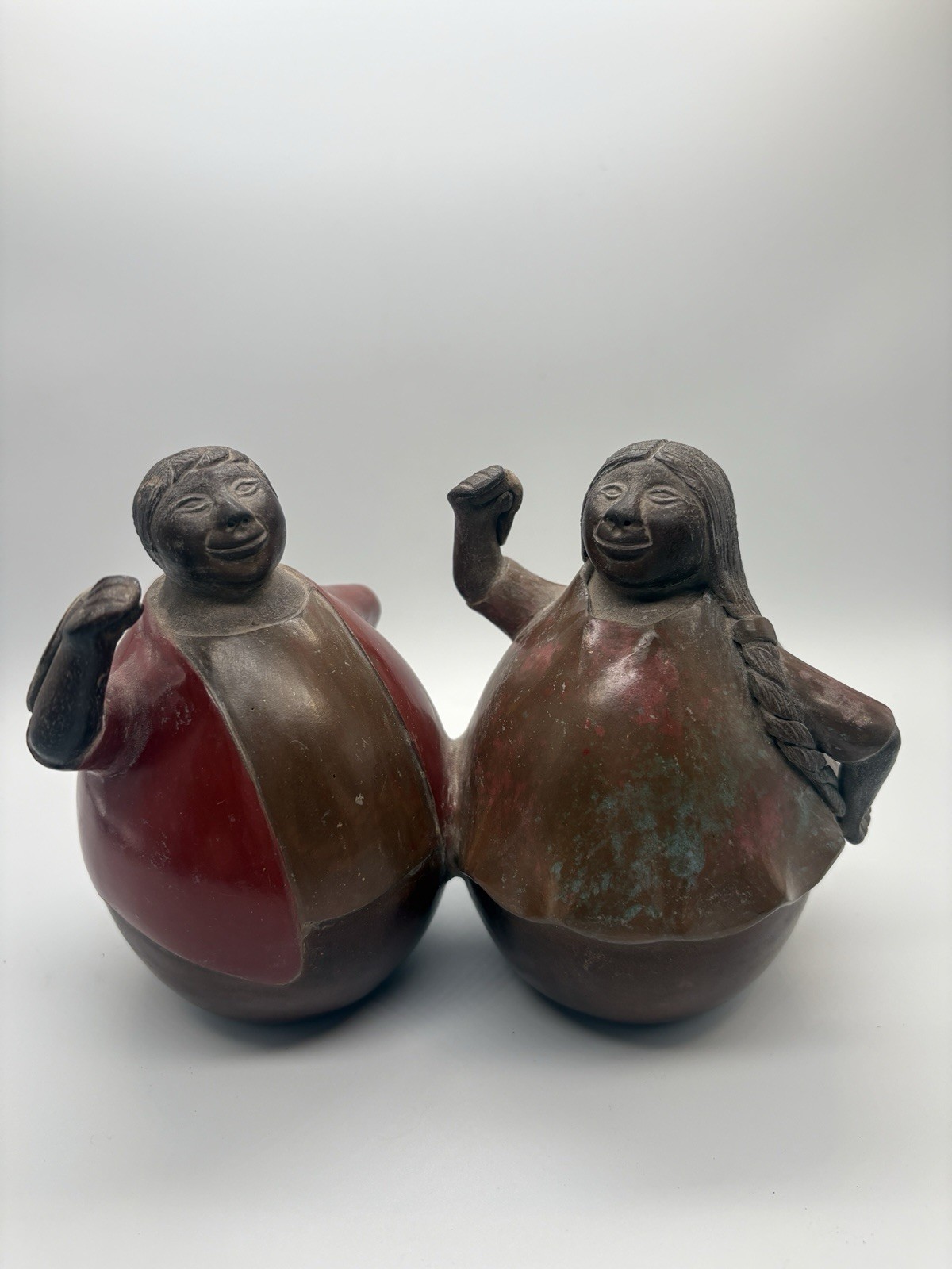 Peruvian Chulucanas Miguel Sullon Paz Signed Pottery Man and Woman Figurine