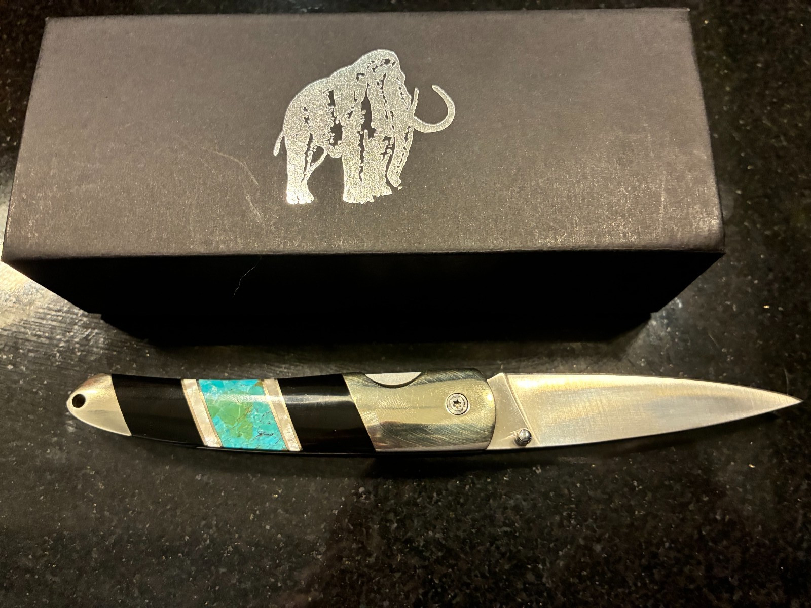santa fe stoneworks knife SFS-70OPTQ - Woolly Mammoth Tusk Steel Linerlock