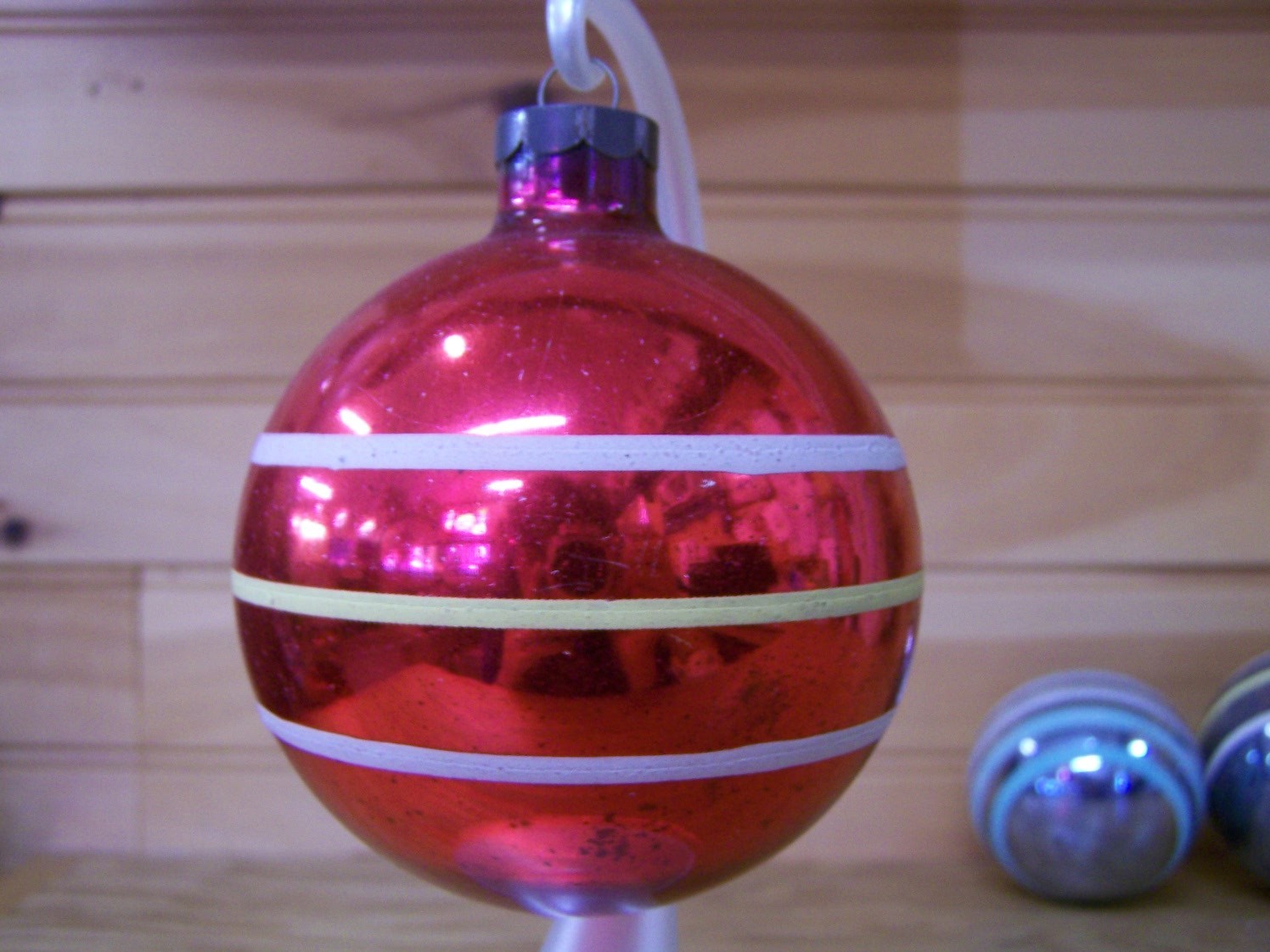 Vintage Glass Christmas Tree Ornament USofA Large 3.5\