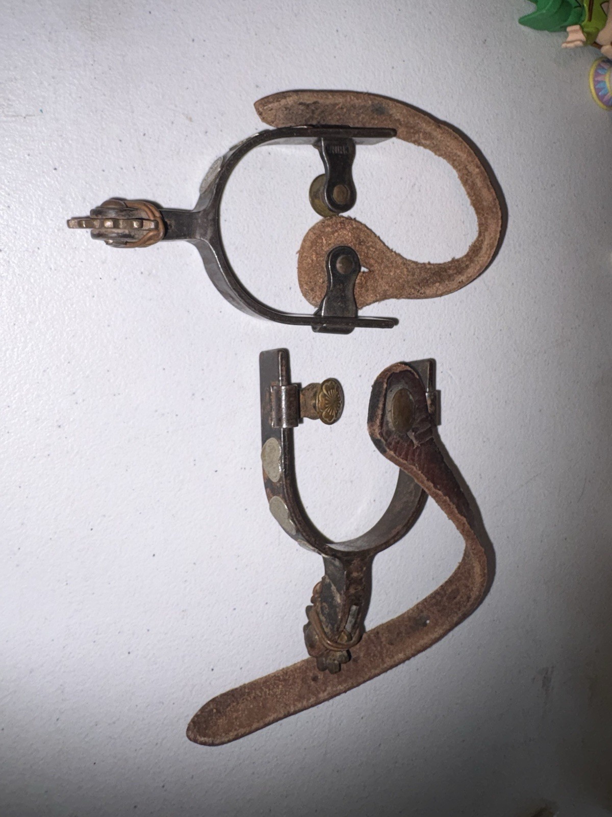 1920’S - 1940's Children's Riding Spurs W/ Heart & Flower Design Antique