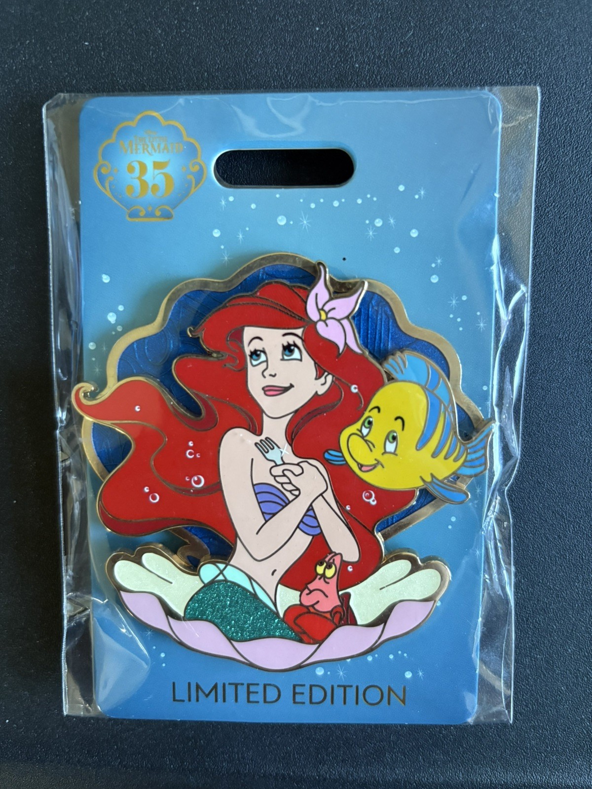 Disney D23 Pin The Little Mermaid 35th Anniversary WDI Ariel Flounder Sebastian