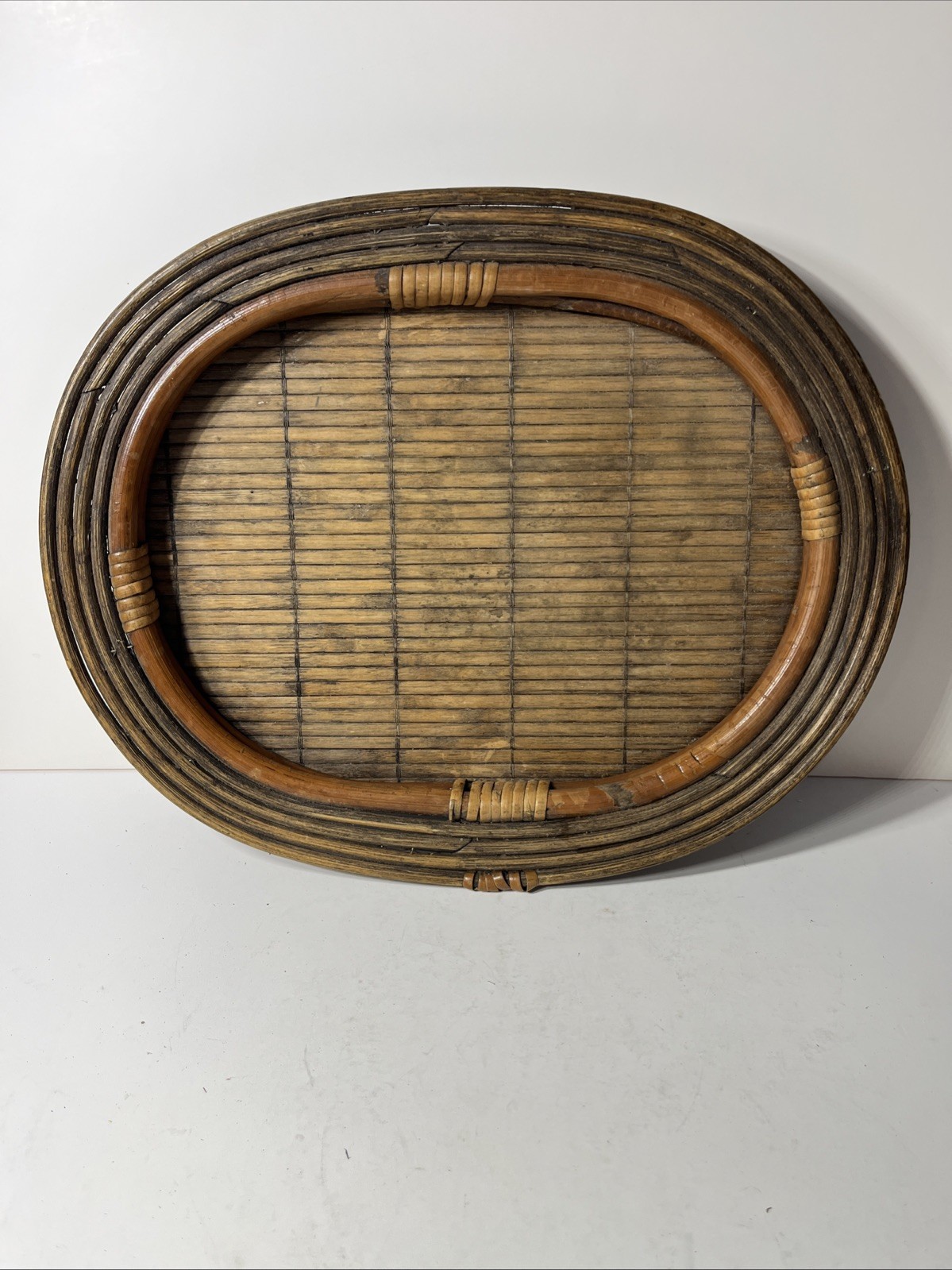 Old Antique Pencil Reed and Rattan Tray Gabriella Crespi Style Old Antique Pencil Reed and Rattan Tray Gabriella Crespi Style