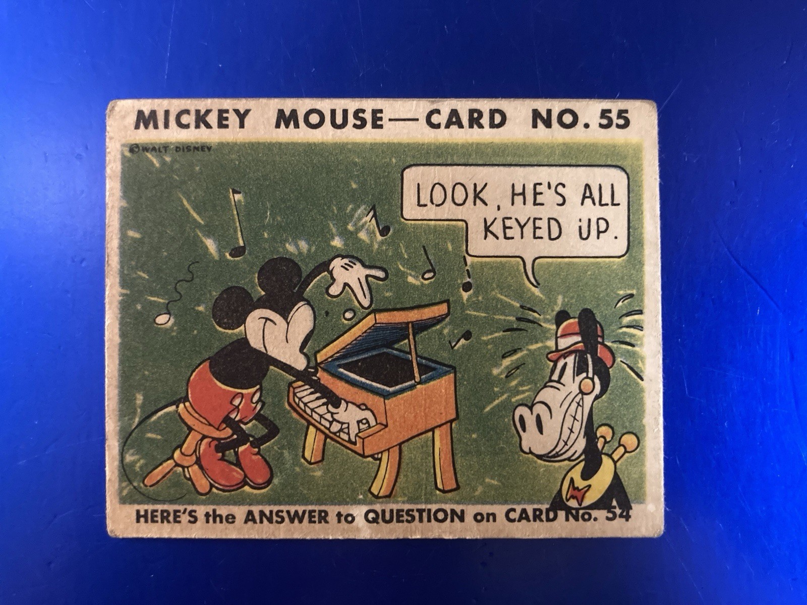 1935 Mickey Mouse Gum #55 Look, He\'s All Keyed Up - Tough High Number - Disney