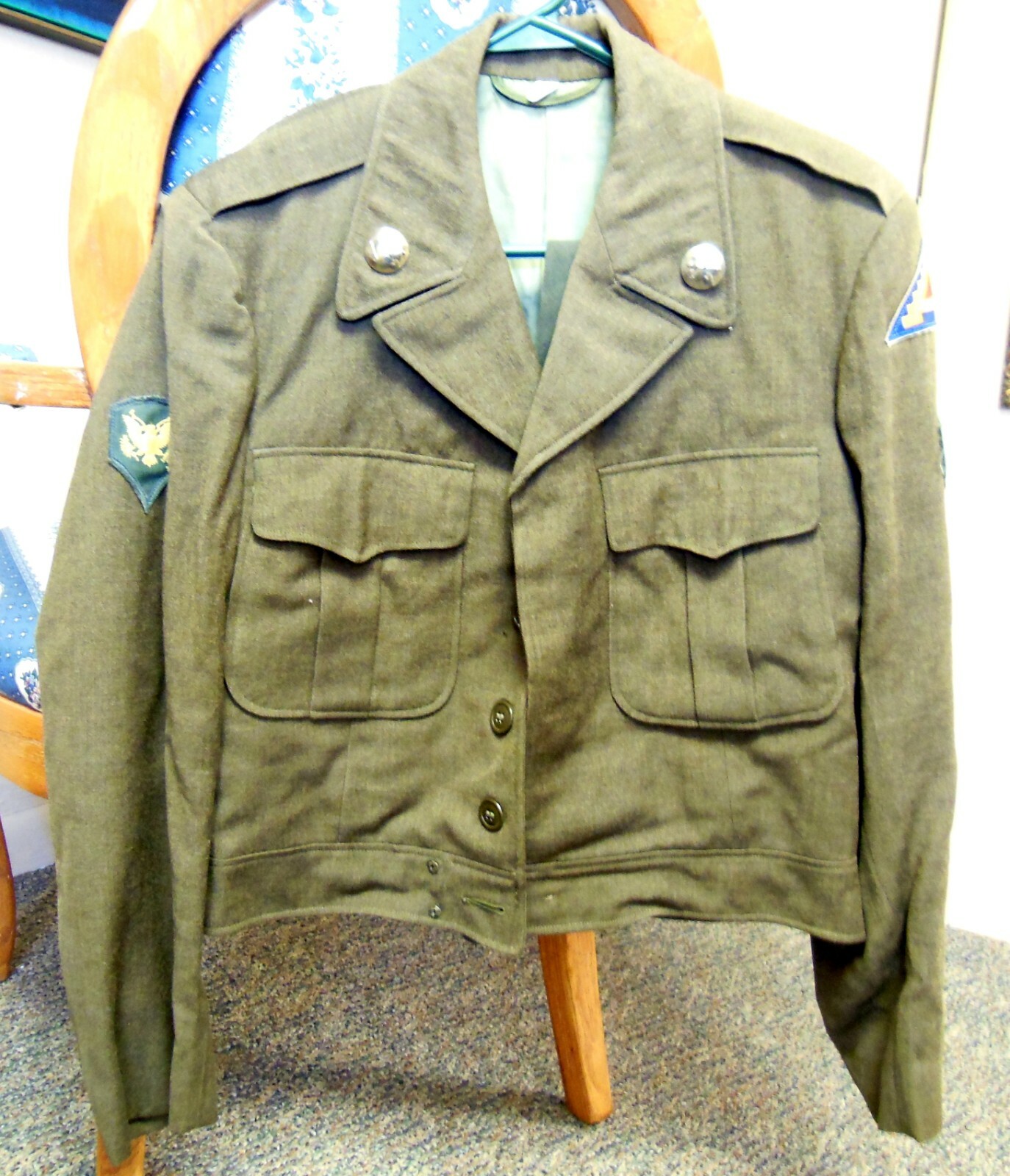 2 Nice Condition WW2 US Army Wool Ike Jackets Plus One Pair of WW2 Pants Uniform