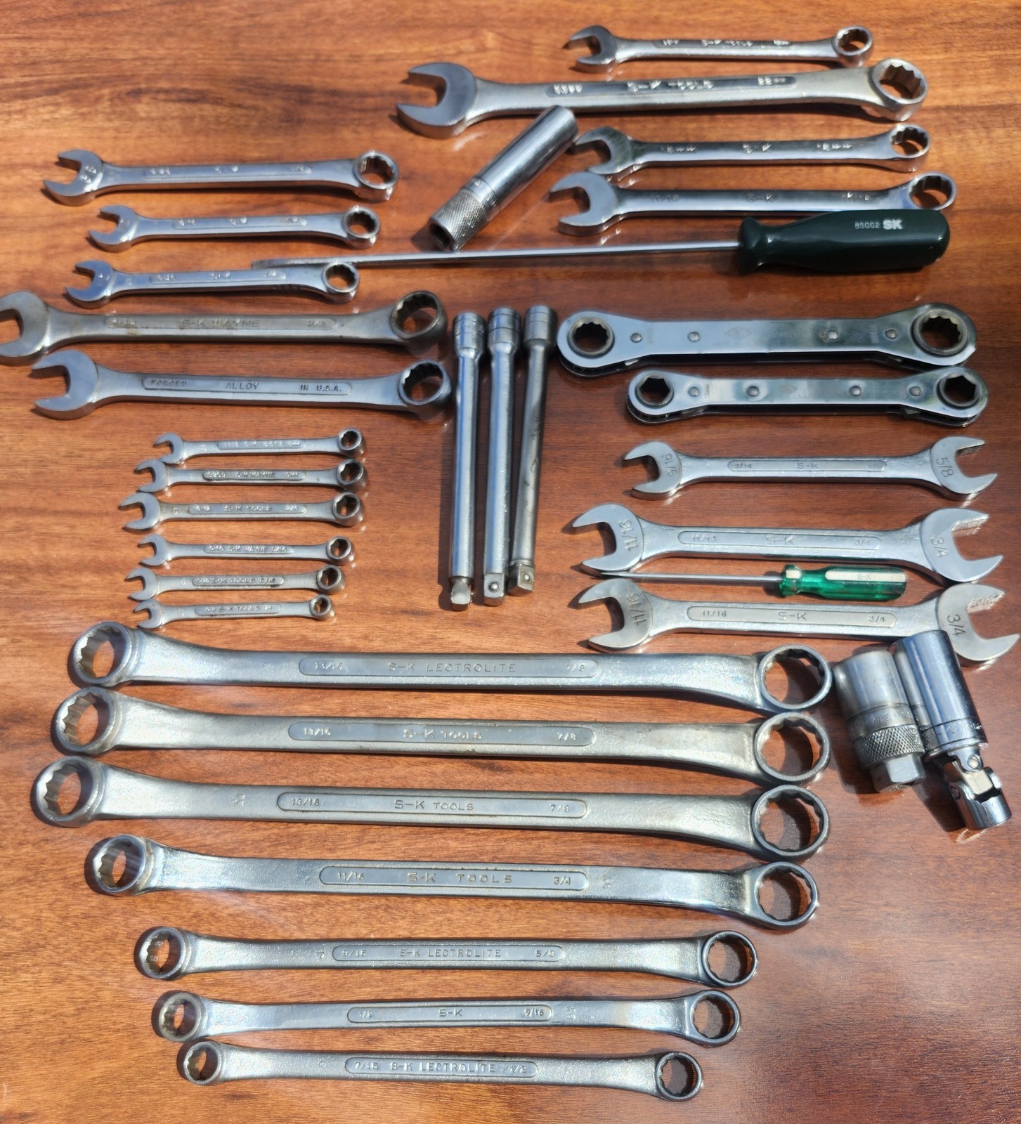 Vintage S-K Tools Lot Of 35 Wrenches-S-K Wayne, S-K Tools, S-K Lectrolite USA 