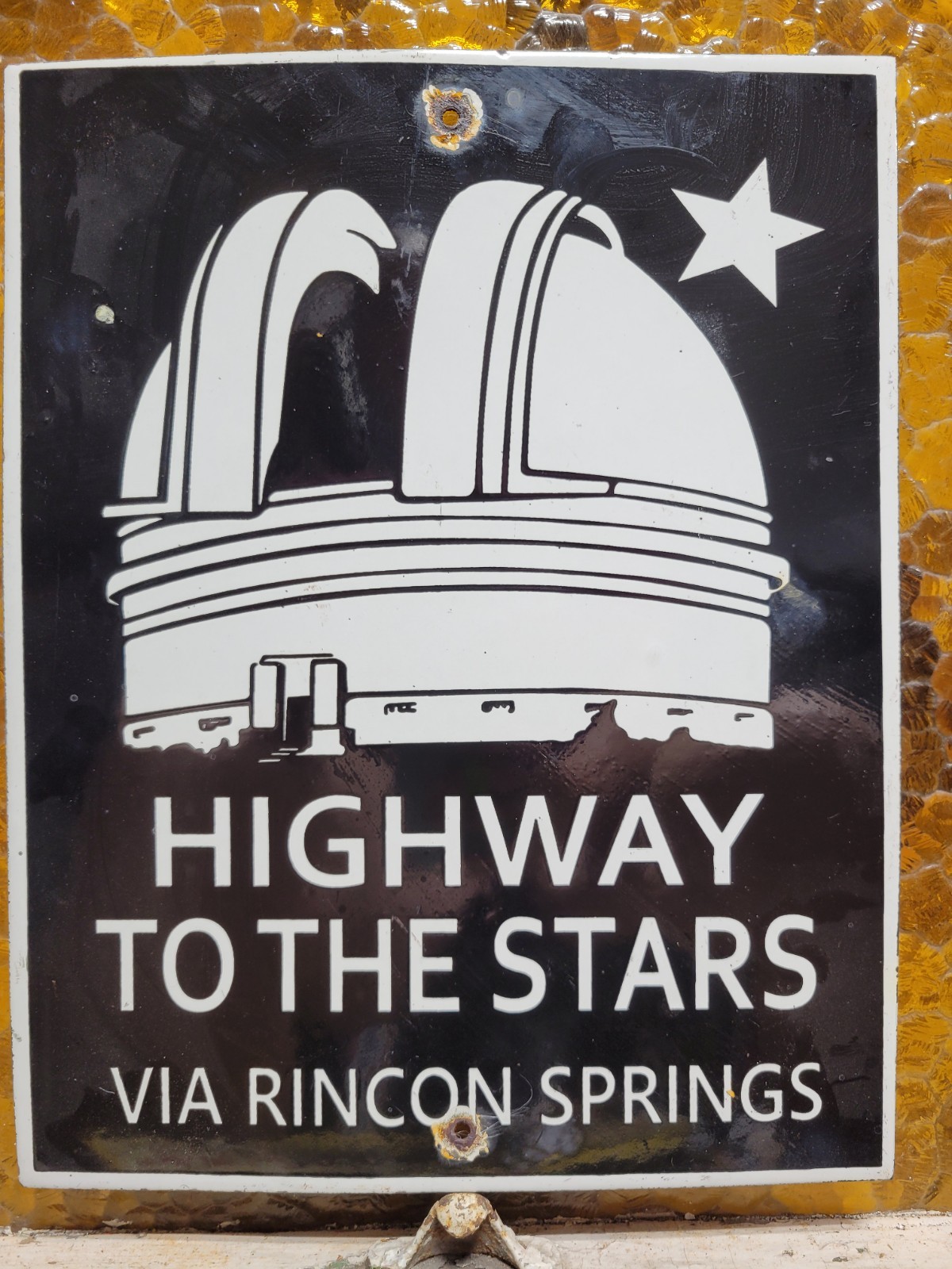 VINTAGE HOLLYWOOD PORCELAIN SIGN OLD HIGHWAY TO THE STARS RINCON SAN DIEGO CA