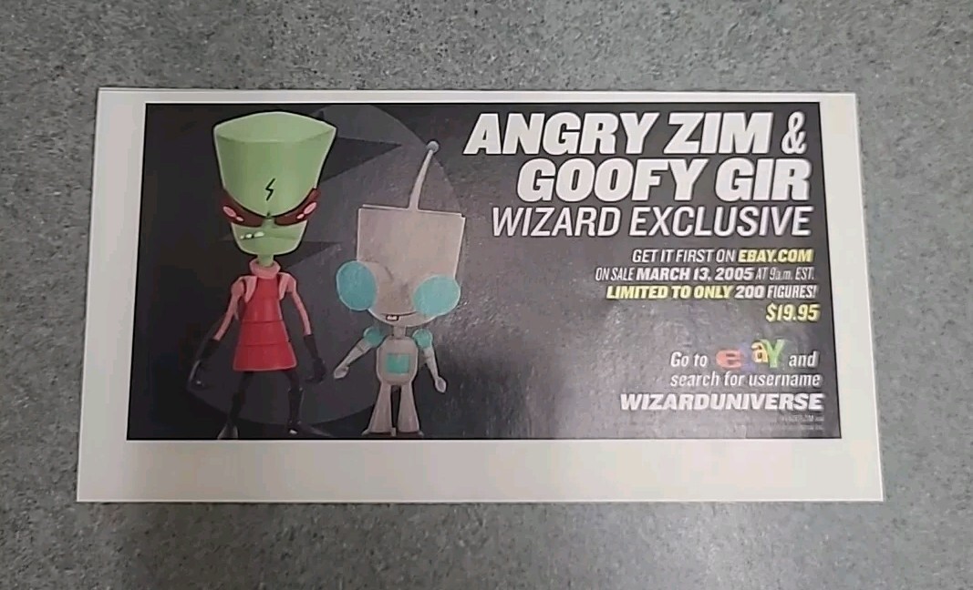 Invader Zim Angry Zim Goofy Gir Action Figures Print Ad 2005 7x3 Great To Frame 