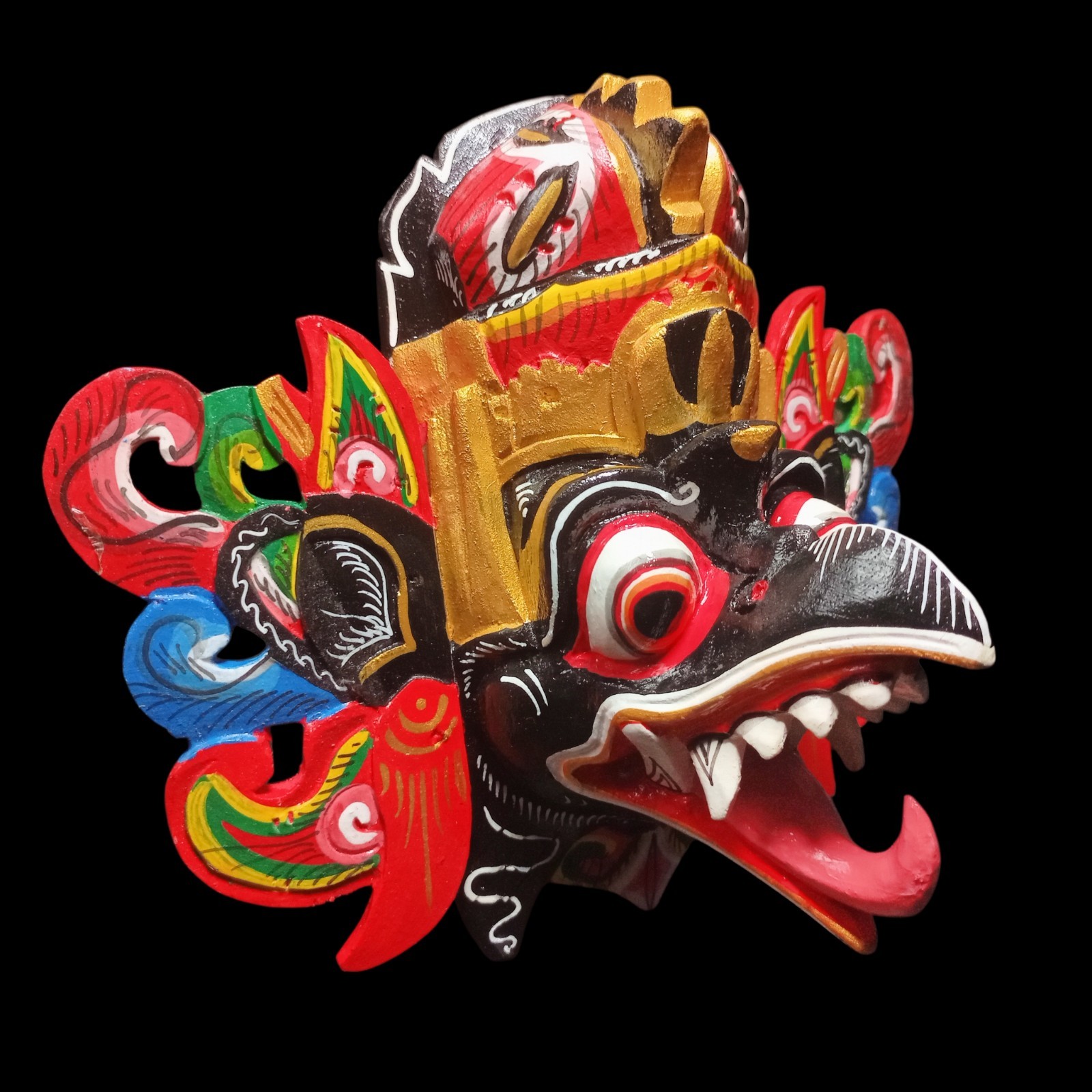 Balinese Black Garuda Wooden Mask Hand Carved Bali Indonesia Tribal Wall Art