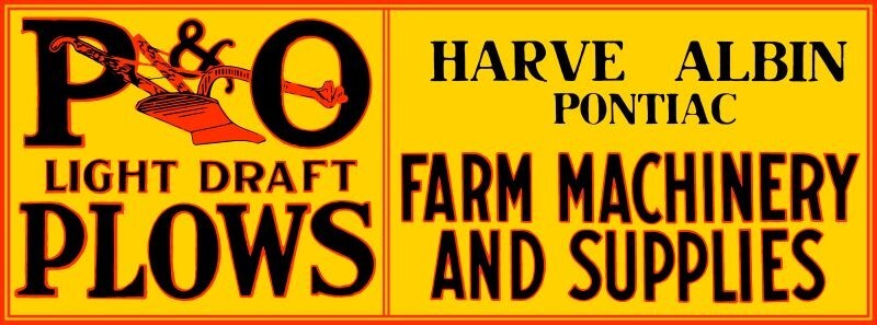 P & O Parlin & Orendorff Draft Plows NEW Sign 48\