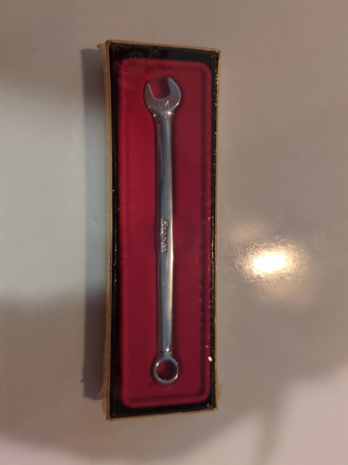 VTG Snap-on 1/4mm Combination Wrench - Sealed Red Velvet Presentation Box NOS