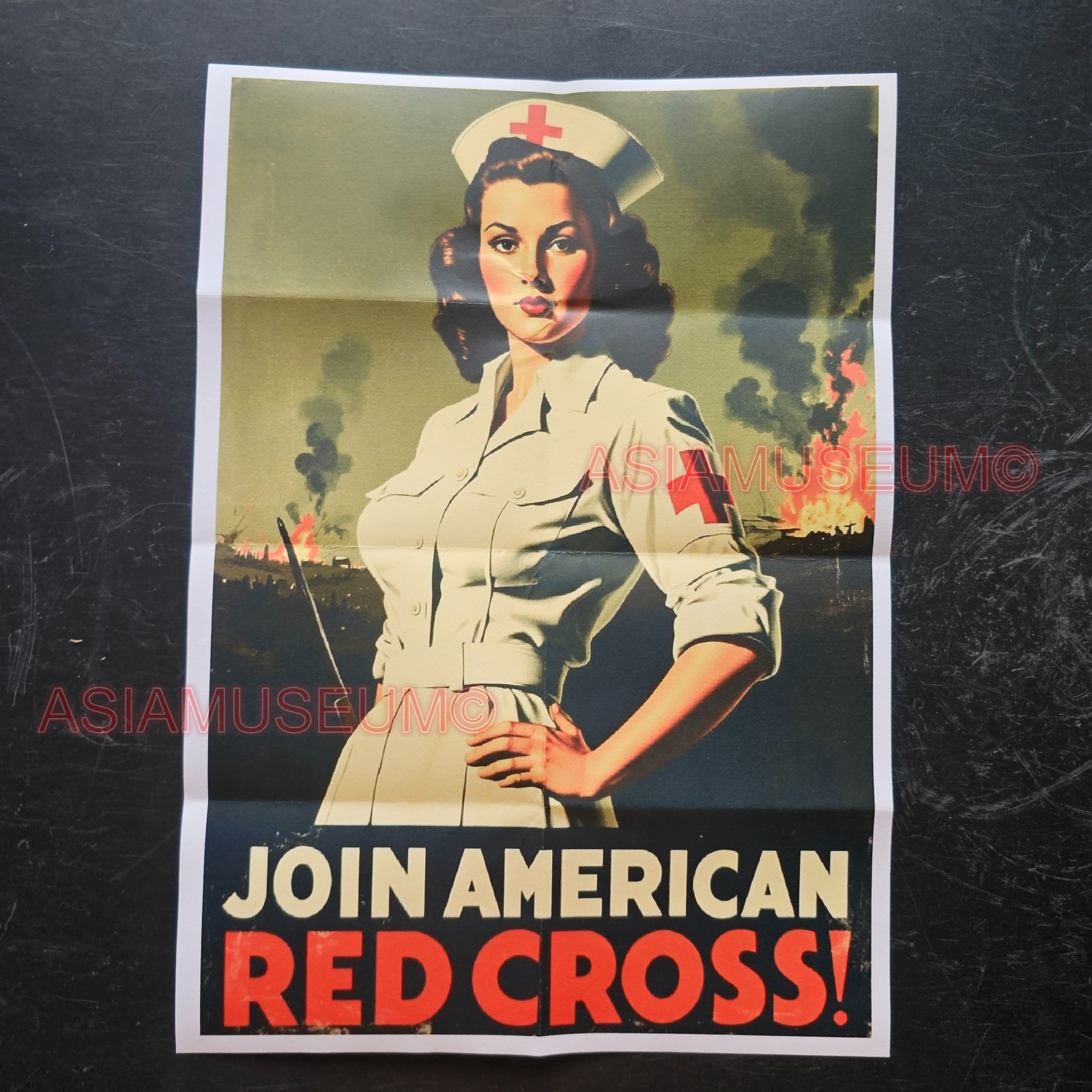 1942 WW2 USA AMERICA WOMEN JOIN RED CROSS ARMY NURSE WAR PROPAGANDA POSTER L0582