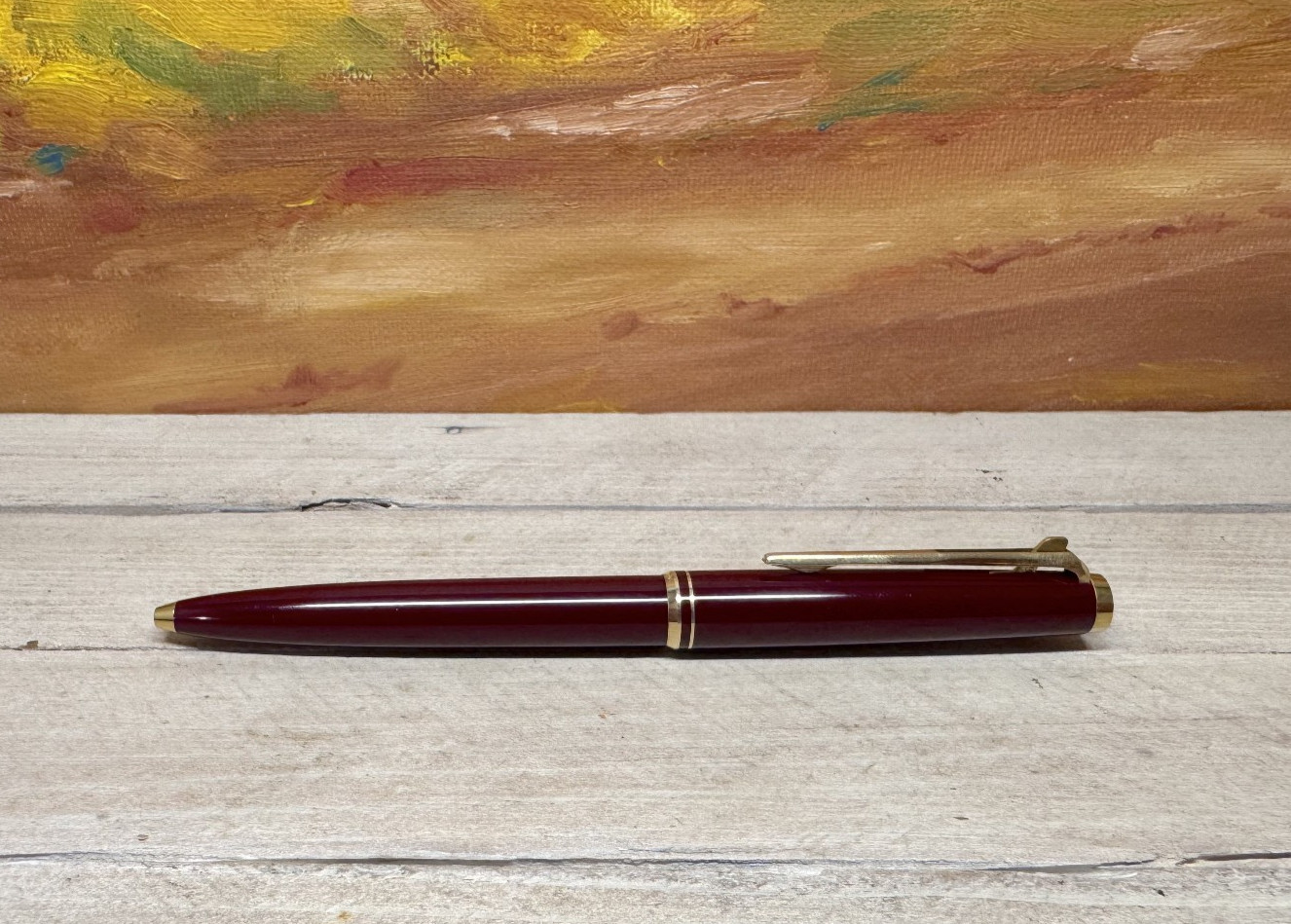 Vintage MONTBLANC Burgundy Lever Mechanism Ballpoint Pen