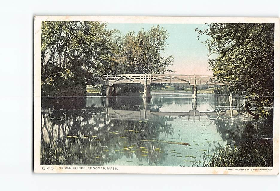 Postcard The Old Bridge Concord Massachusetts USA