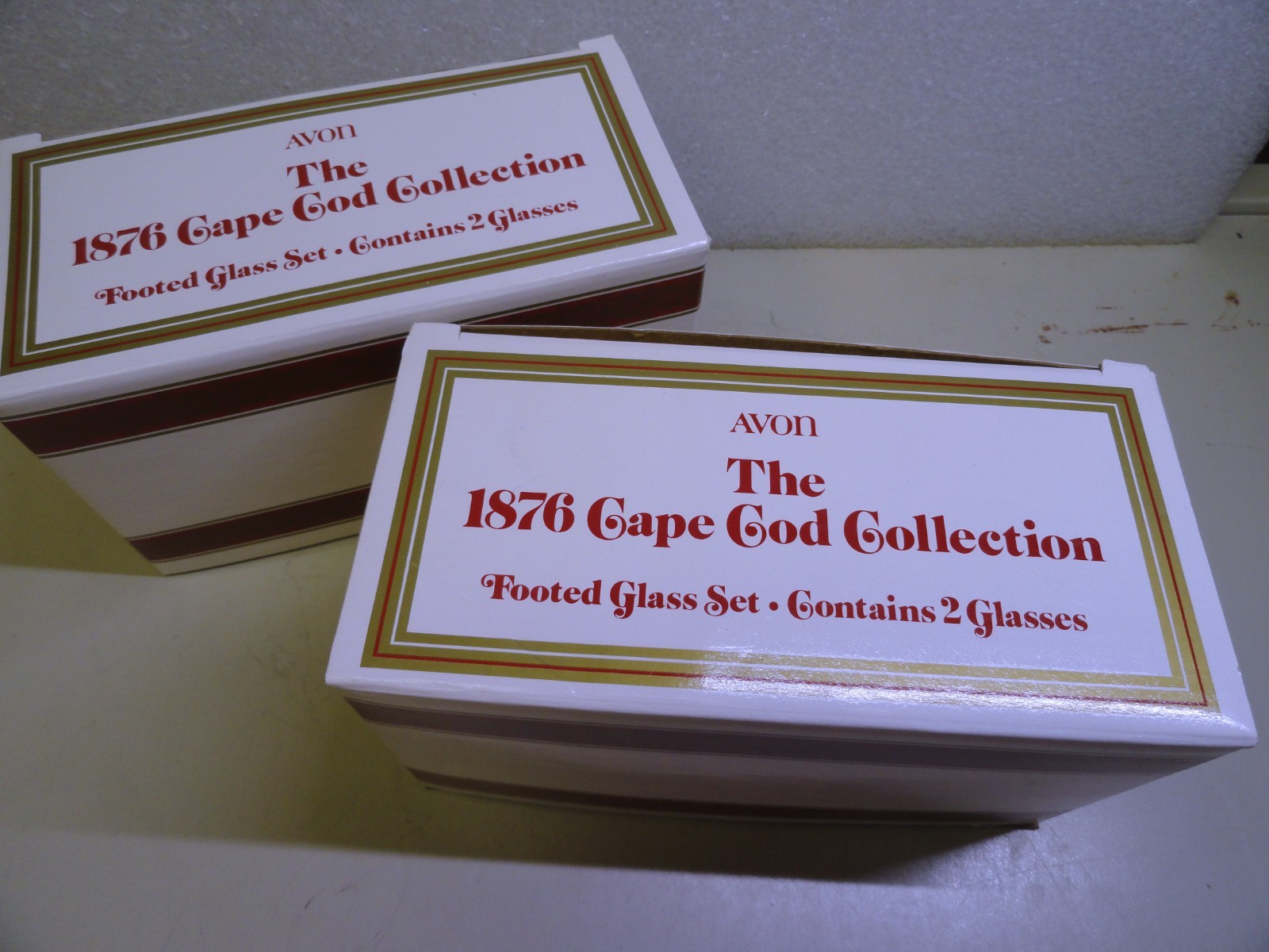 Avon 1876 Cape Cod Collection Footed Glass Set Dark Red Set Of 4 New In Box