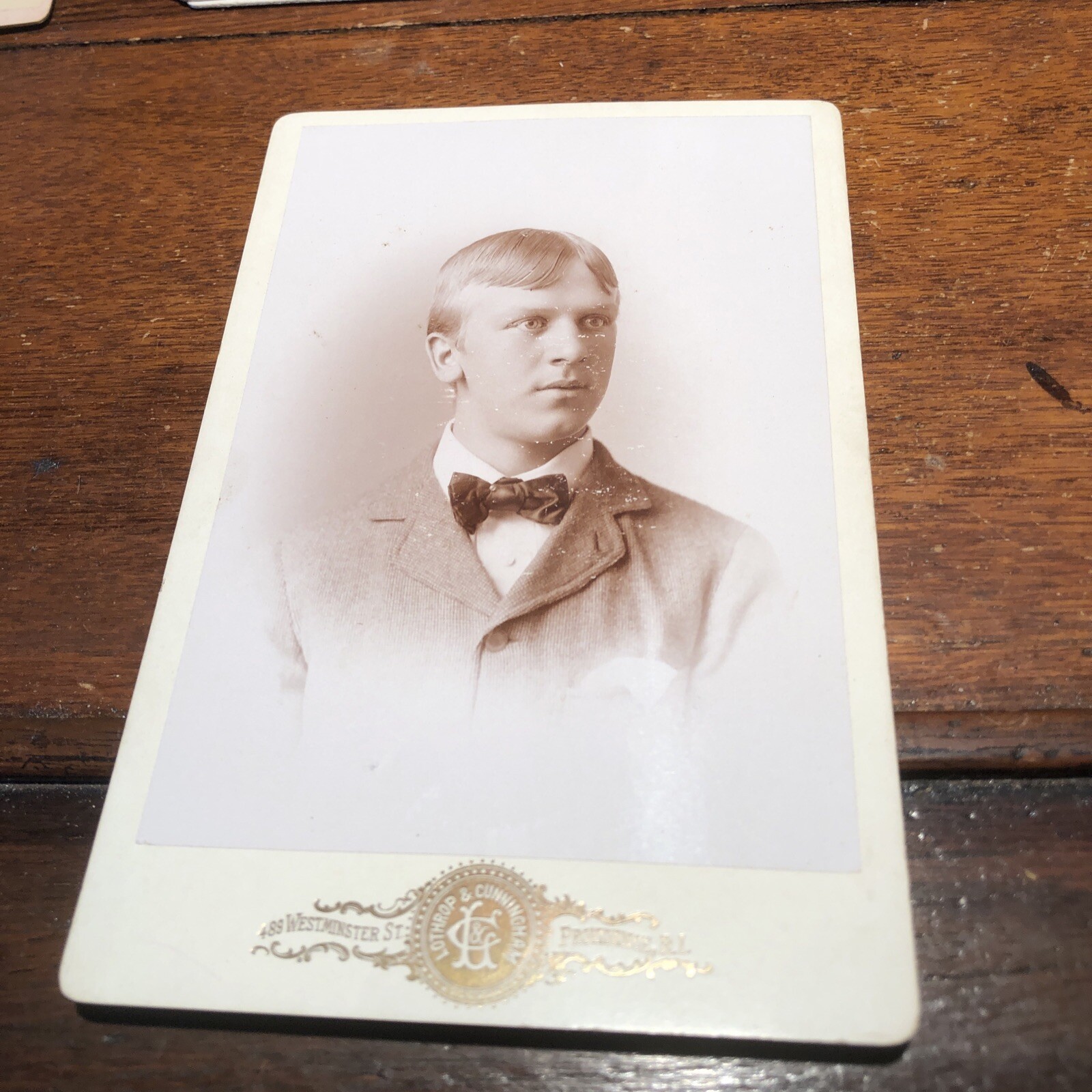 Antique Cabinet Card Victorian Man Photo Photograph Providence  RI