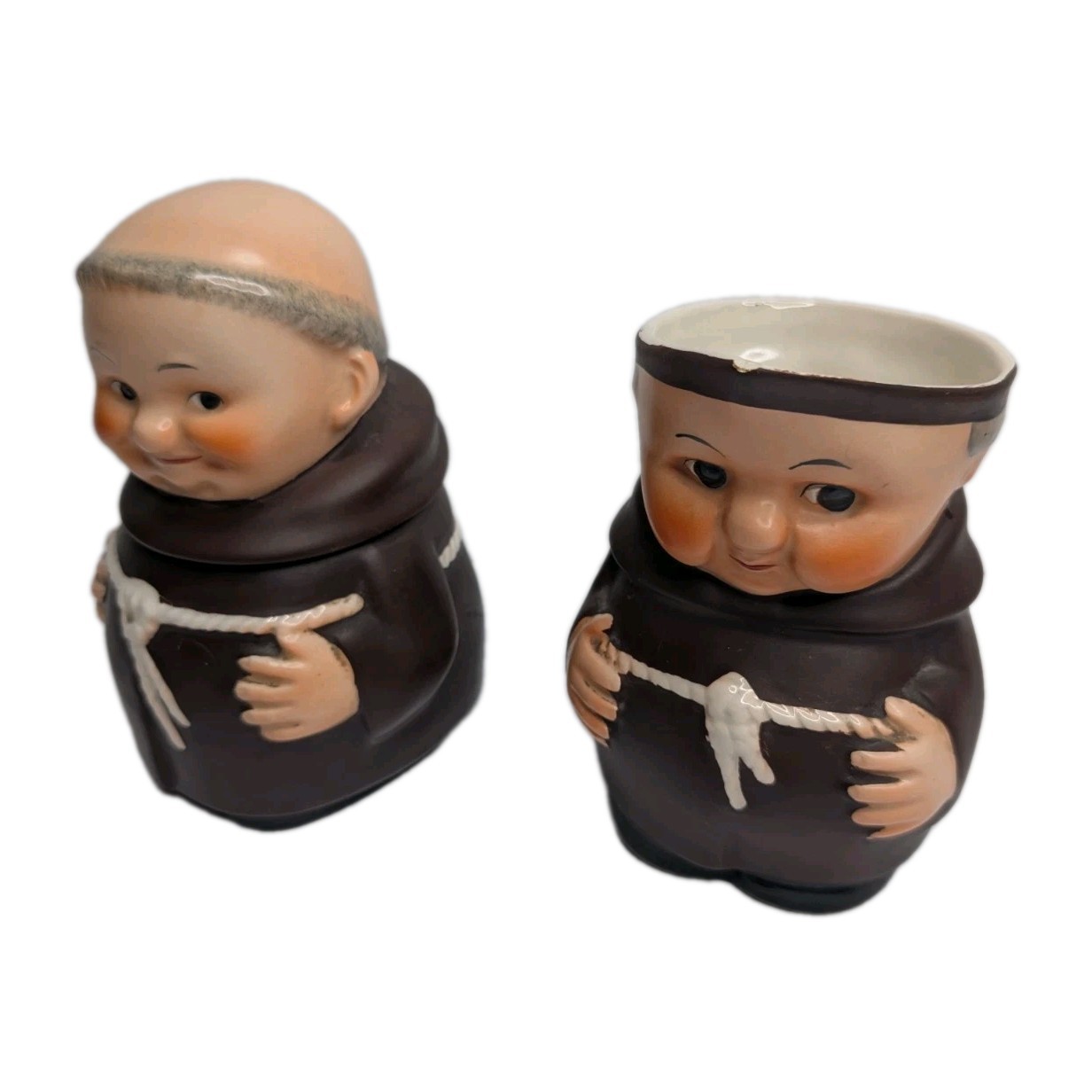 Vintage Goebel Friar Tuck Monk Sugar, Creamer, and Tray Set