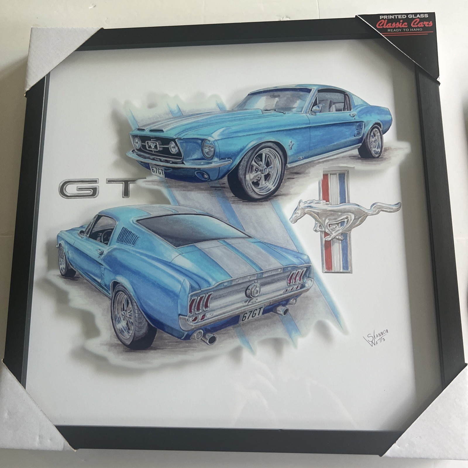 This Is A Shadowbox Glass Picture 1967 Ford Mustang, a classic American muscle This Is A Shadowbox Glass Picture 1967 Ford Mustang, a classic American muscle