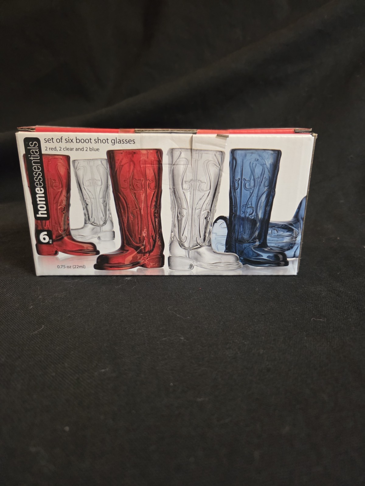 Home Essentials Cowboy Boot Shot Glasses Set of 6 Western Barware NIB 0.75 oz