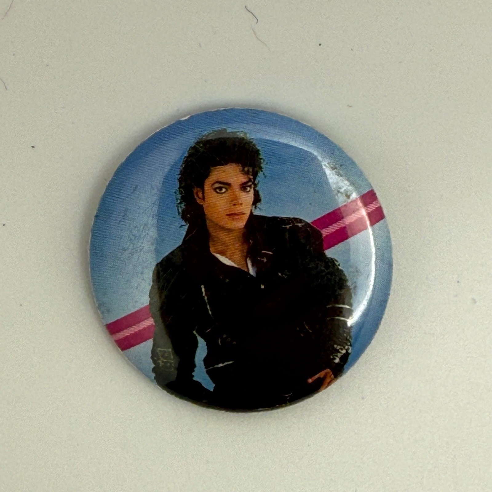 Vintage 1987 Michael Jackson Bad Era Pinback Button Triumph International 1.25\