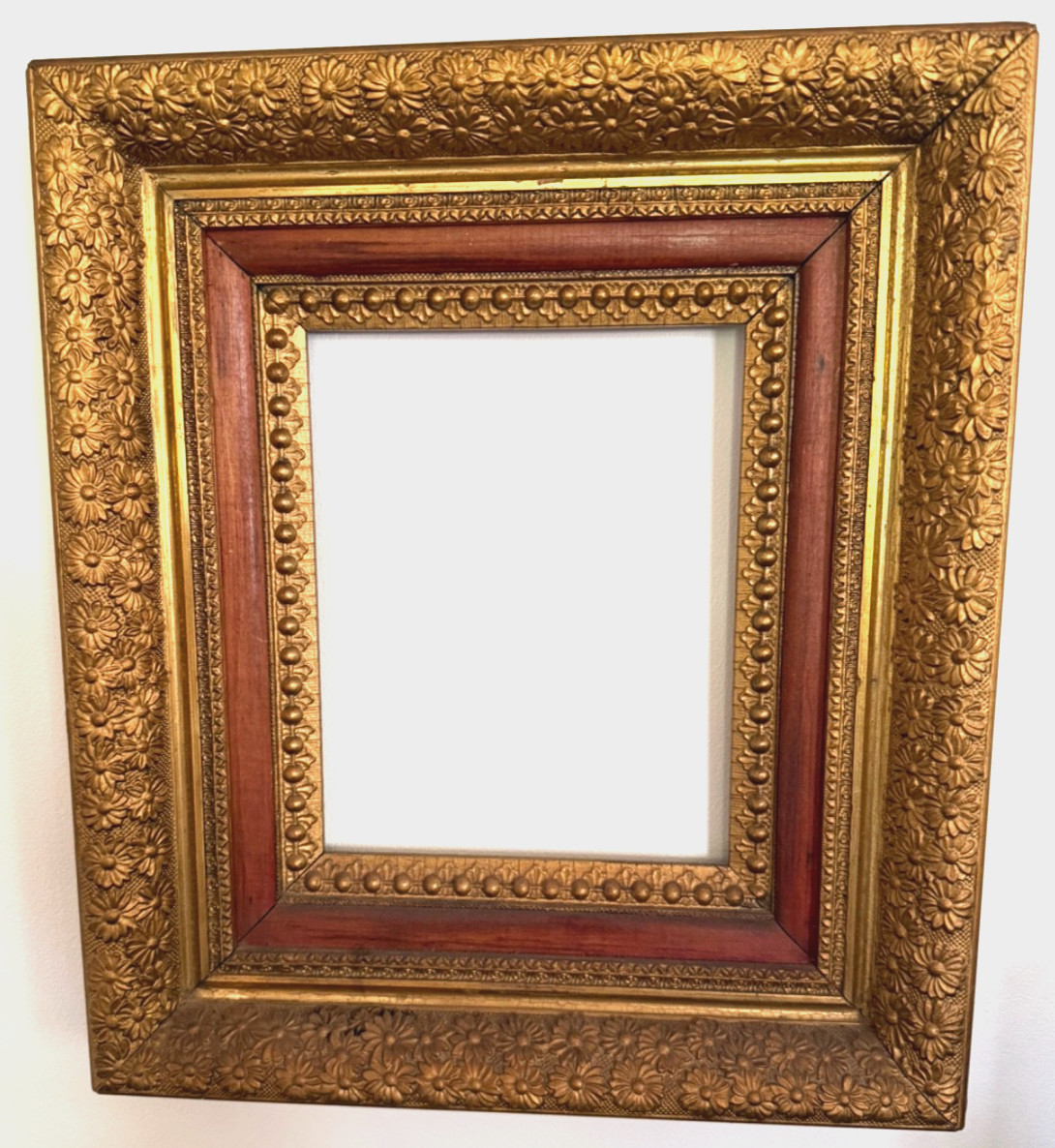 Antique Gilt Gesso Wood Picture Frame 8x10 Art Ornate Victorian Baroque Daisy