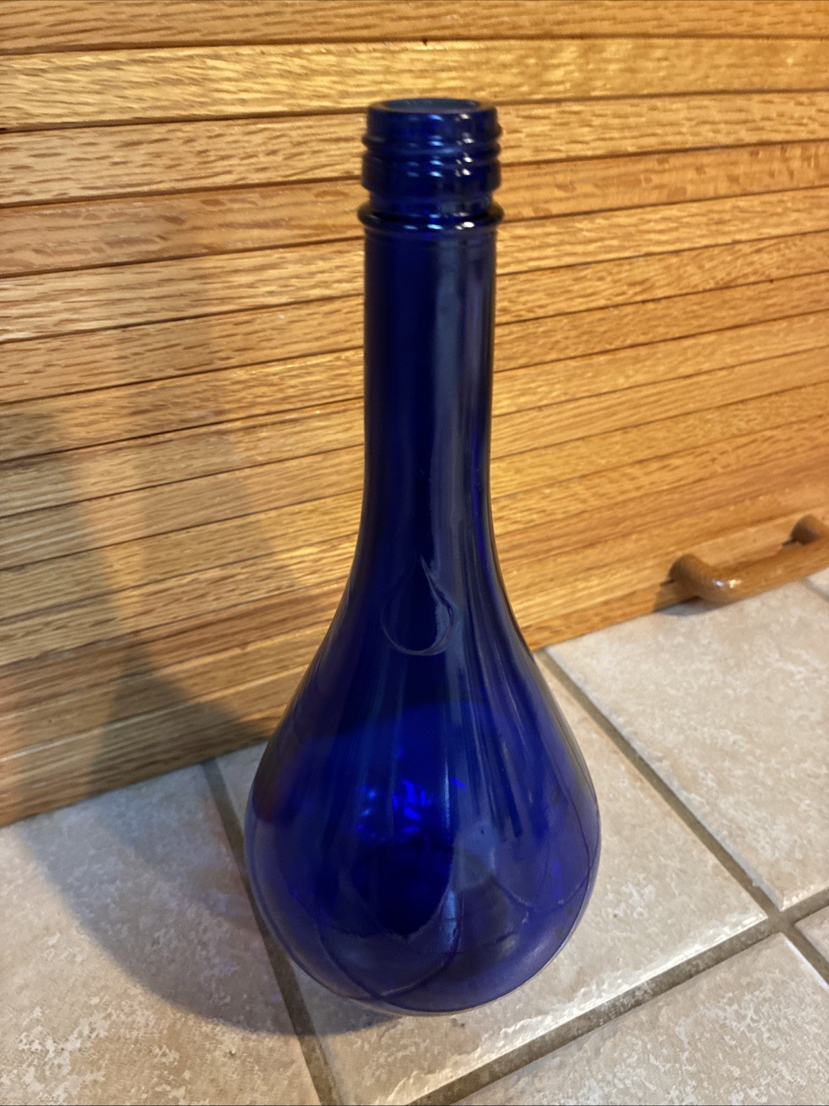 Authentic teardrop cobalt blue glass bottles 10”Acqua Della Madonna Italy