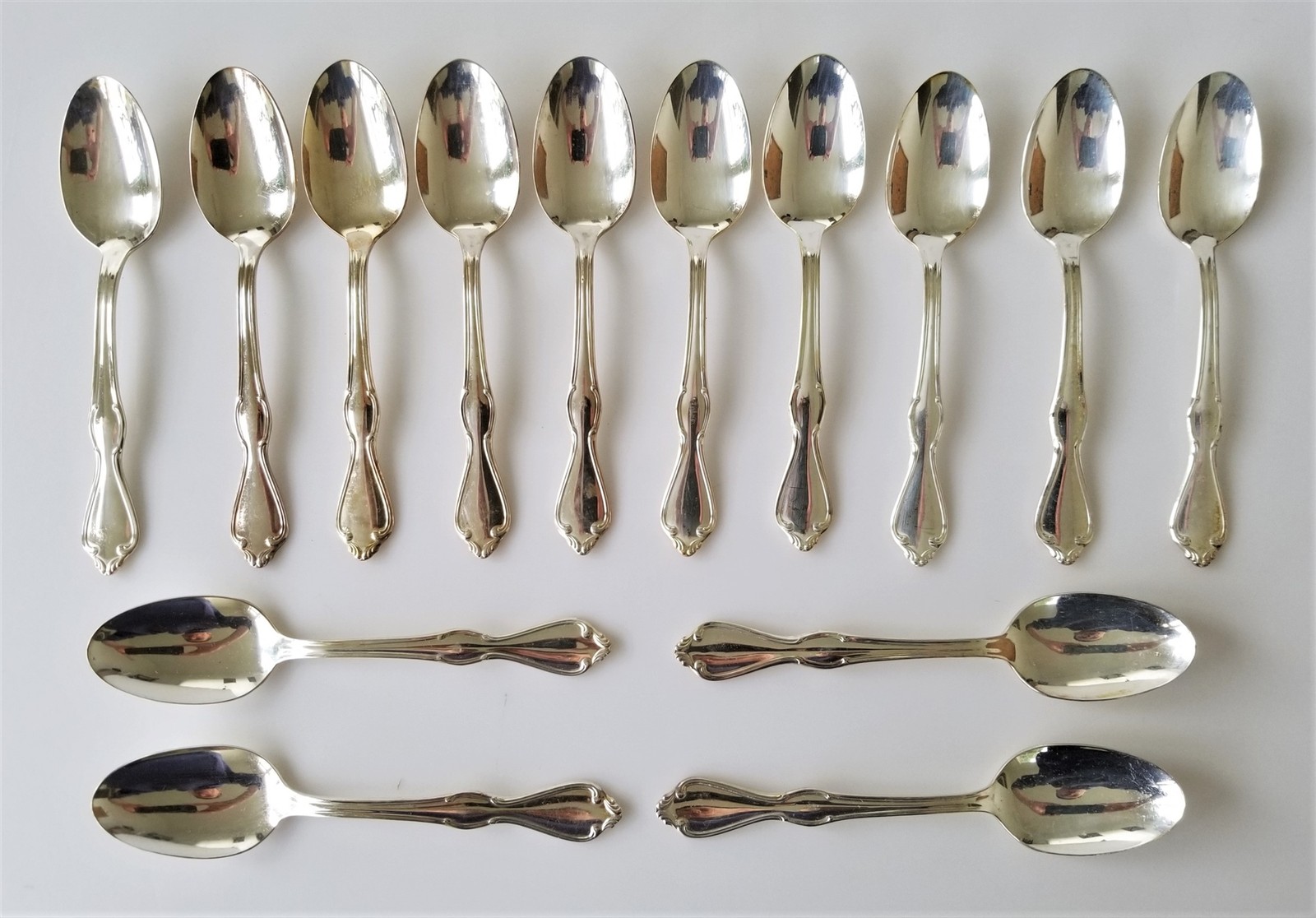 vintage INTERNATIONAL S. Co XI Flatware Silverplate 14pc TEA SPOONS vintage INTERNATIONAL S. Co XI Flatware Silverplate 14pc TEA SPOONS