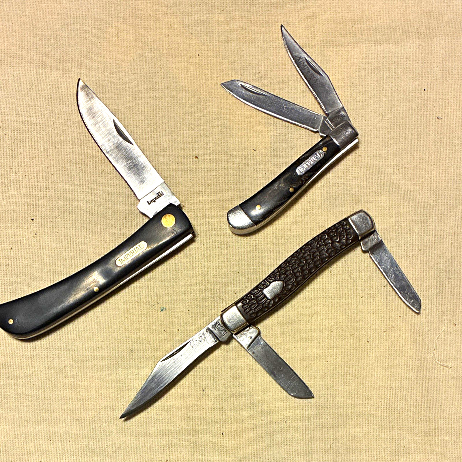 Scrade Imperial Pocketknife Lot of 3 Slipjoint Multi-Blade Stainless Knives 1973 Scrade Imperial Pocketknife Lot of 3 Slipjoint Multi-Blade Stainless Knives 1973
