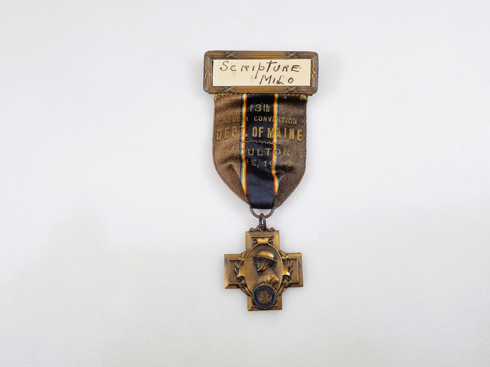 Vintage 1932 American Legion 13th Convention Ribbon Medal Houlton Maine Milo