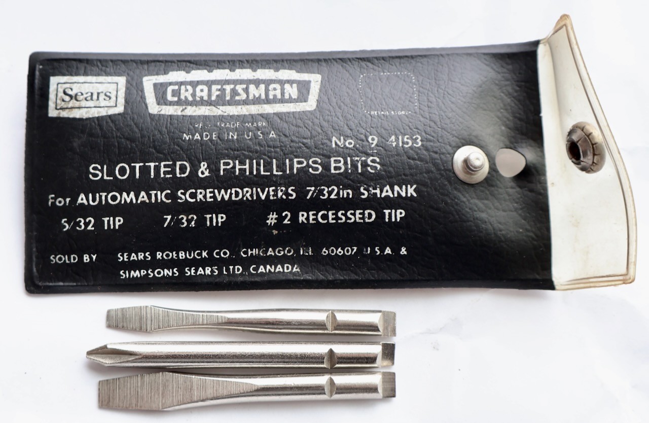 Sears Craftsman No. 9 4153 Slotted & Phillips Automatic Screwdriver Bit Set -MTT