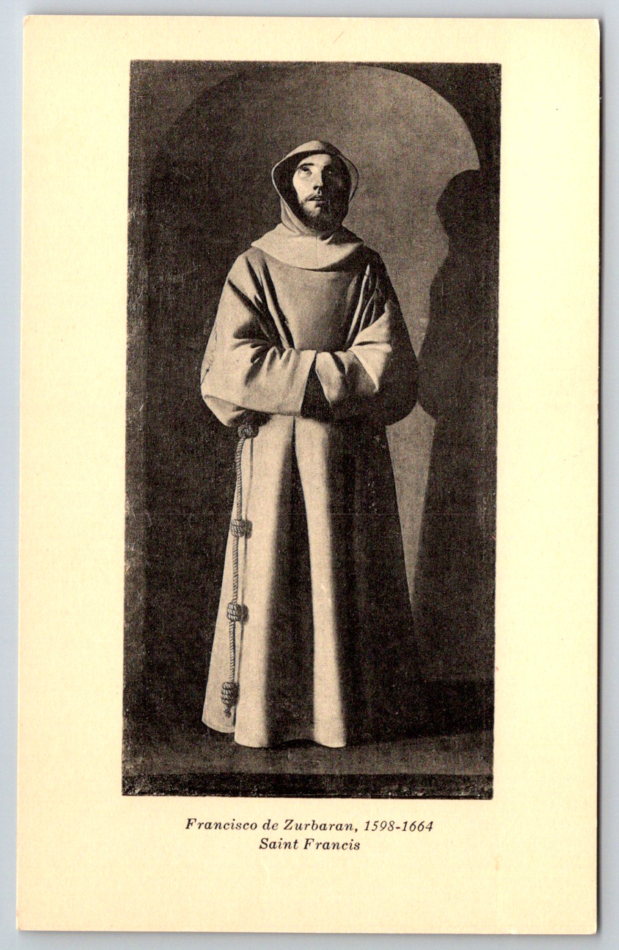 c1960s Francisco de Zurbaran Saint Francis Boston Chrome Postcard