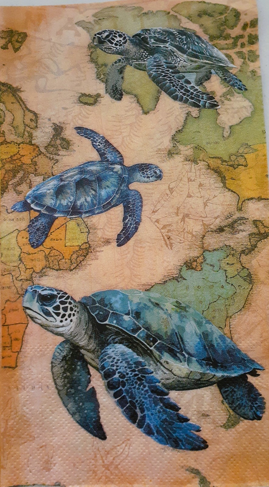 2 individual Paper Decoupage NAPKINS TOWELS - SEA TURTLE OCEAN SEALIFE