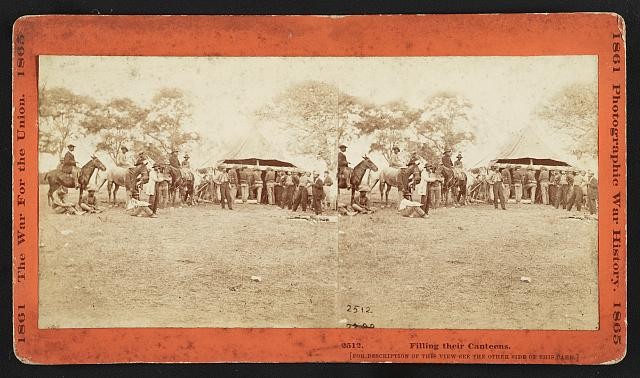 Fredericksburg Virginia 1864 Civil War Soldiers Filling Canteens Stereograph