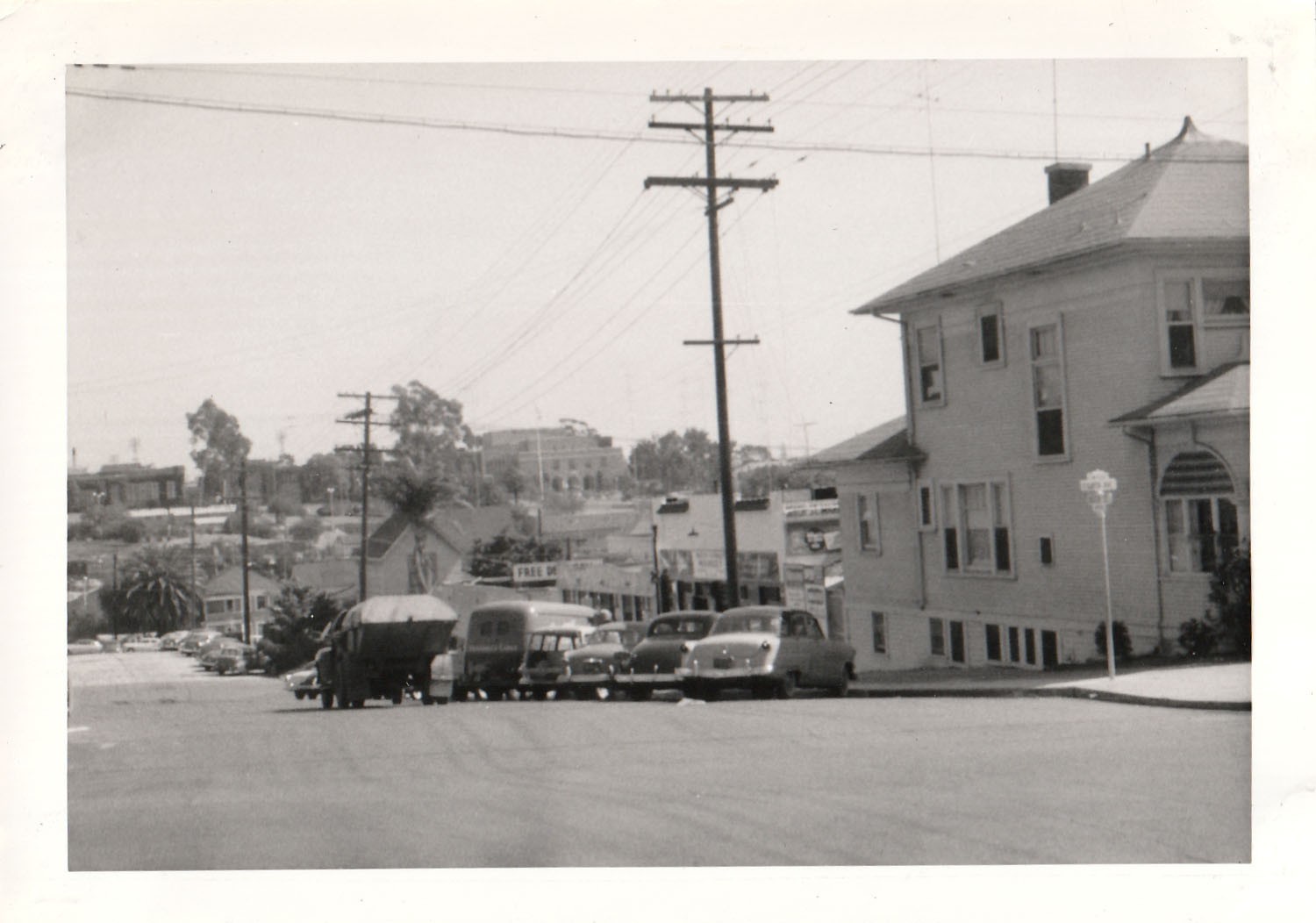 Vintage Photo 1955 San Diego Street View Classic Cars Russ Auditorium in Center