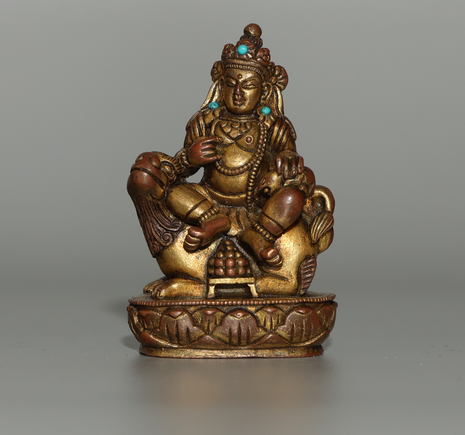 Wonderful Tibet Vintage Old Buddhist Gilted Copper Mammon Buddha Statue Dhanada