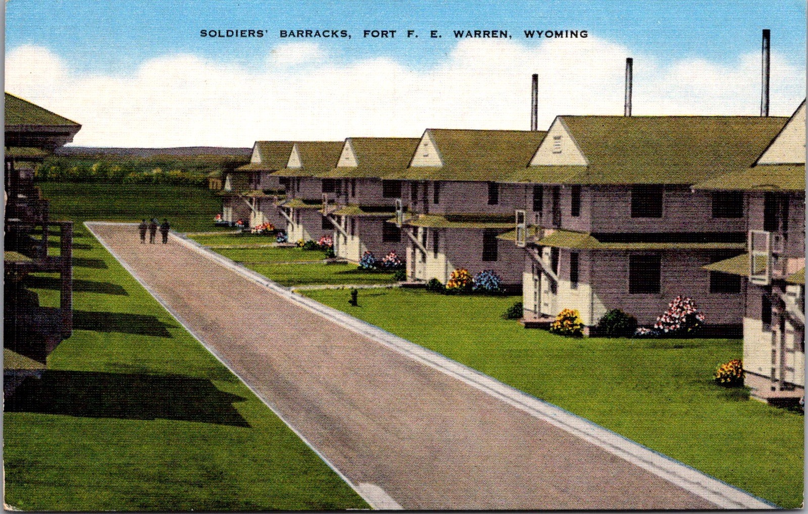 Soldiers Barracks Fort F E Warren Wyoming Military Buildings Vintage Postcard