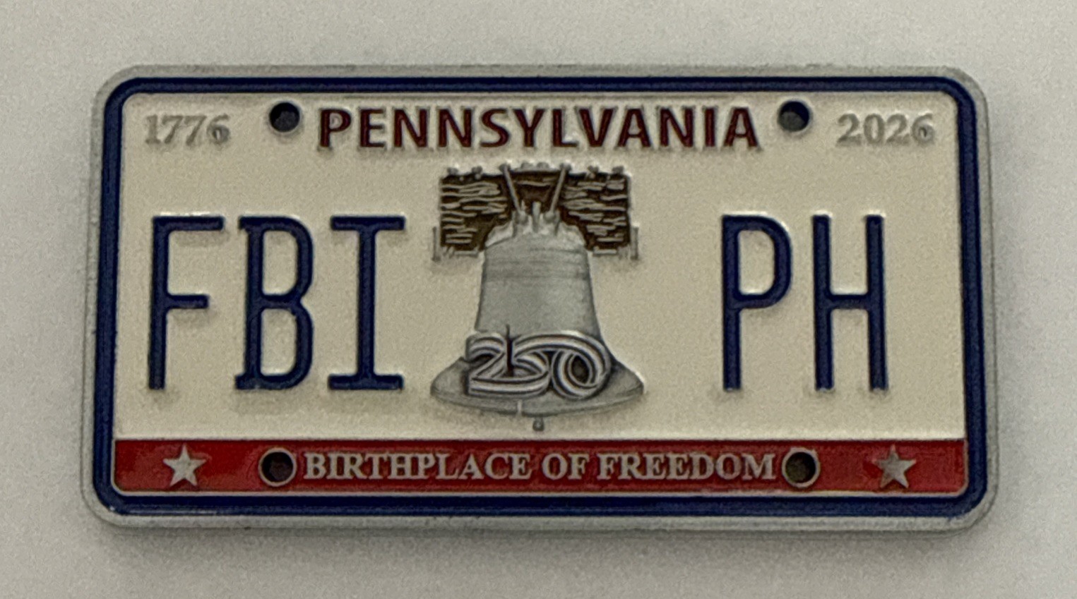 FBI Philadelphia Division 250th Anniversary PA License Plate challenge coin