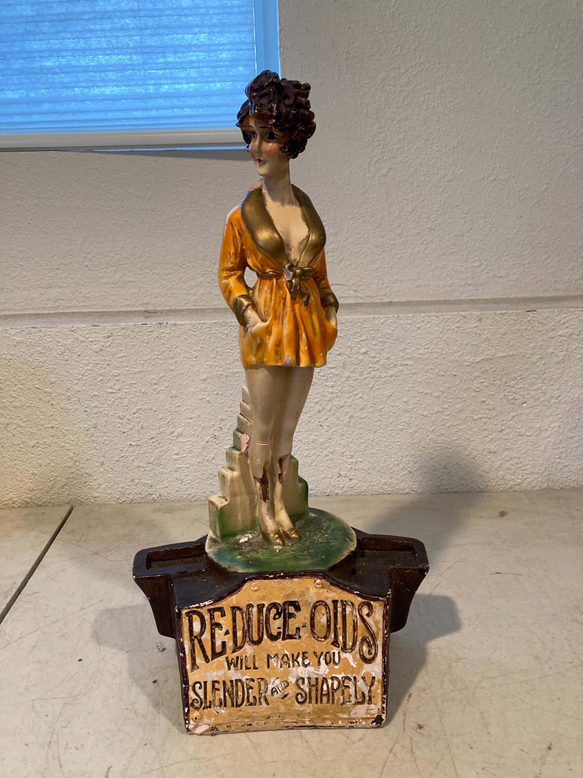 Rare 1920s Re-Duce-Oids Art Deco Flapper ChalkAdvertising Store Display