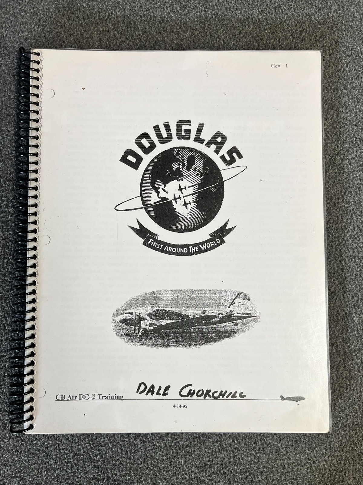 Vtg 1995 DOUGLAS DC-3 Flight Manual CB AIR N53ST Training Pilot Checklist Book