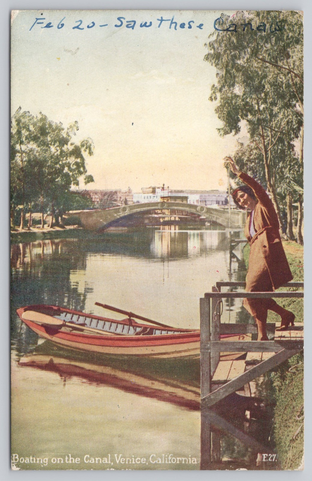 Boating on the Canal, Venice CA California Postcard 1910s DB Boating on the Canal, Venice CA California Postcard 1910s DB