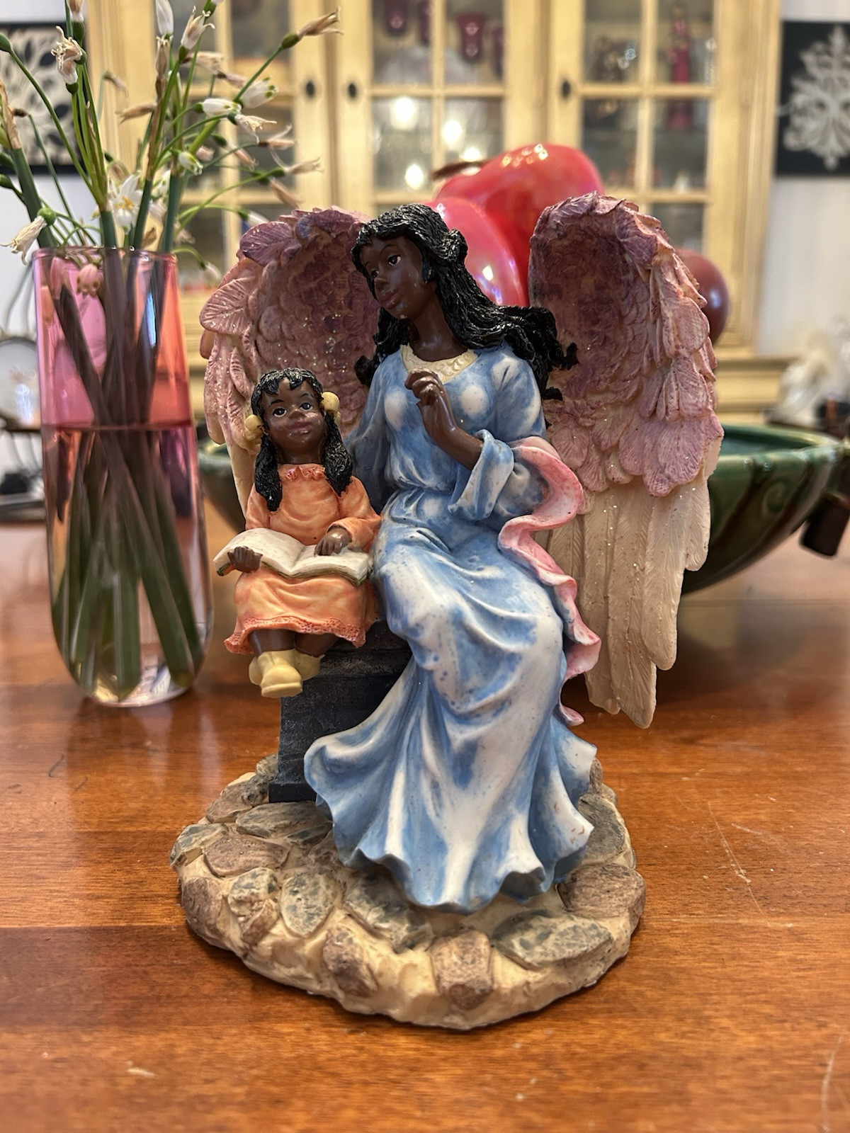 BLACK AFRICAN AMERICAN WOMAN READING TO LITTLE GIRL~PROVERBS 31:26 #33429~7”~VGC