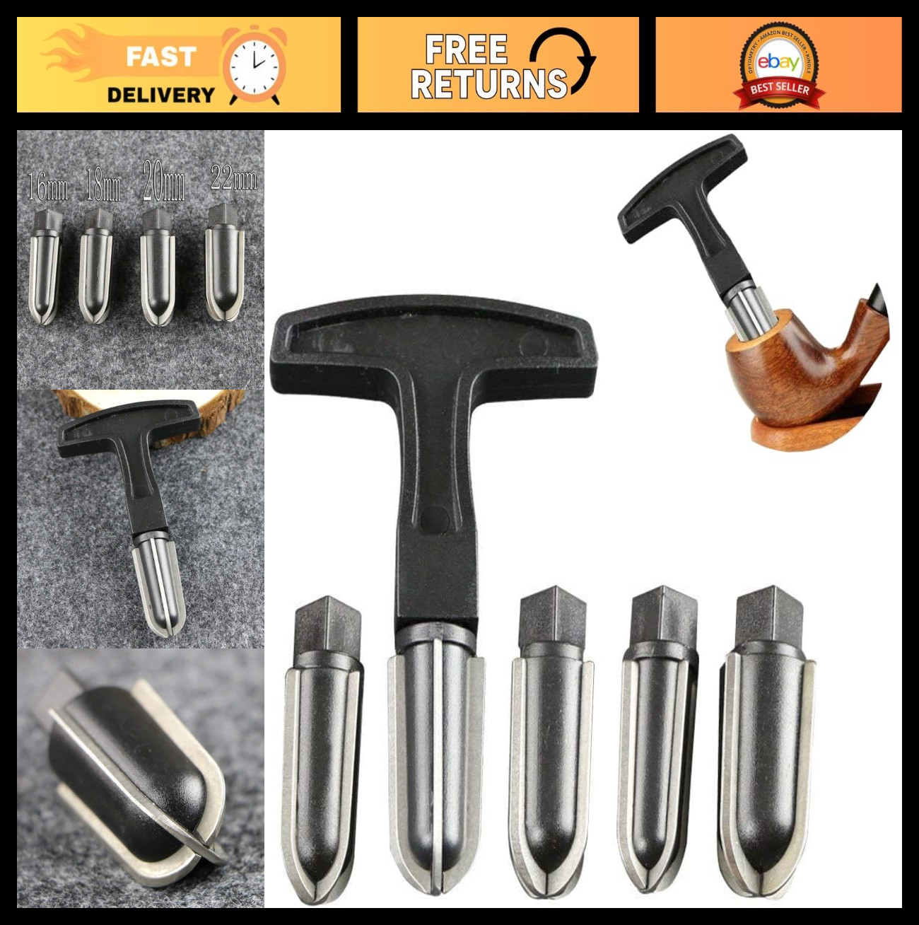 5-Piece Tobacco Pipe Reamer Tool Set & Cleaners - Essential Pipe Accessories