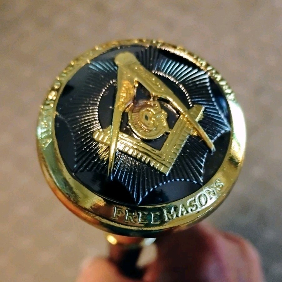 Masonic Freemason Ceremonial Cane Black Gold Accents Masonic Symbols